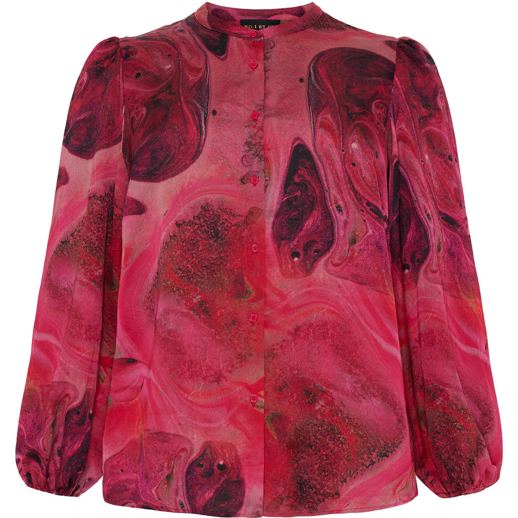 NO. 1 BY OX Feminin skjorte med fine detaljer Skjorter Pink and Red marble print