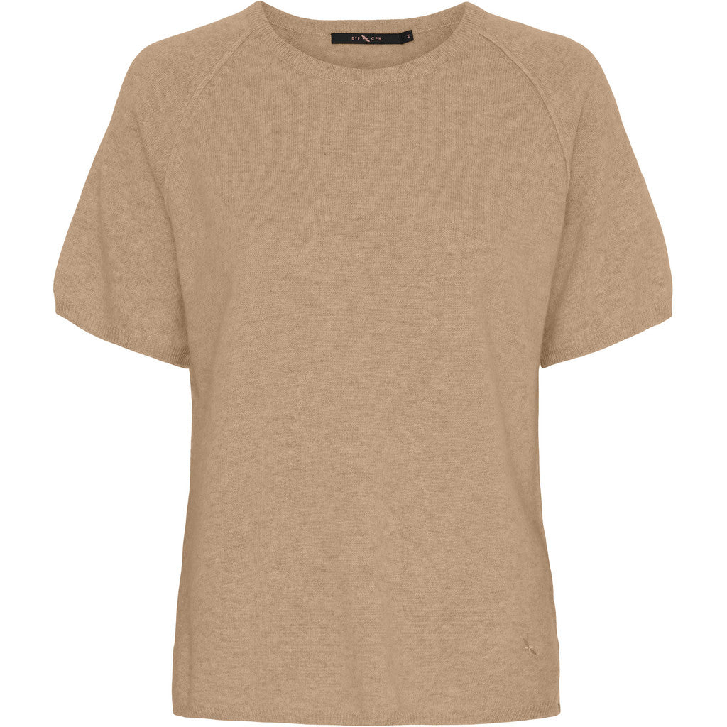 BTFCPH Finstrikket t-shirt i cashmere blanding Pullovers Light Camel Melange