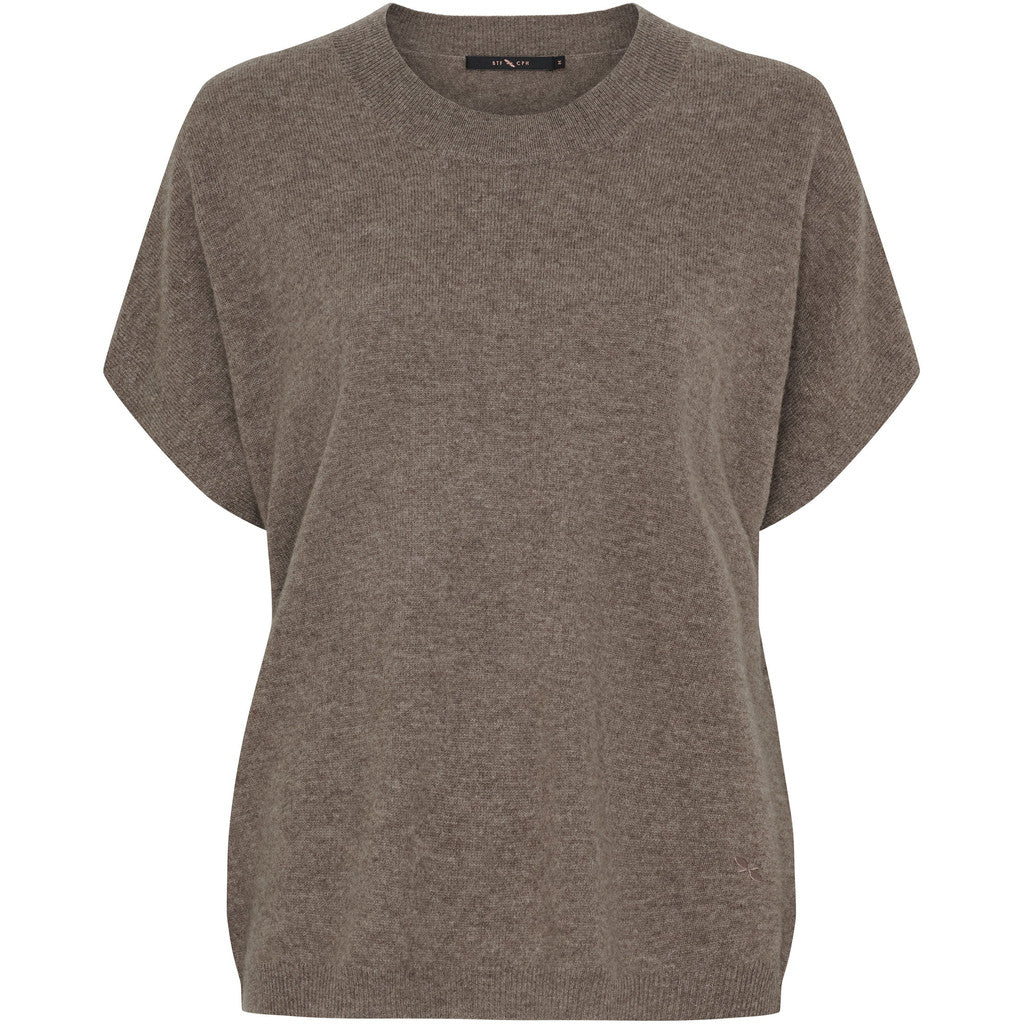 BTFCPH Finstrikket t-shirt i cashmere blanding Pullovers Ash Brown Melange