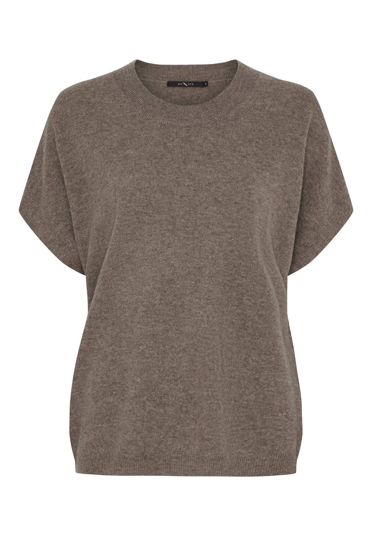 BTFCPH Finstrikket t-shirt i cashmere blanding Pullovers Ash Brown Melange