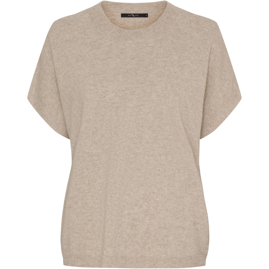 BTFCPH Finstrikket t-shirt i cashmere blanding Pullovers Cream Melange
