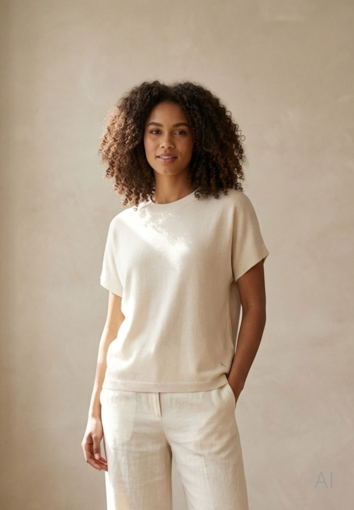 BTFCPH Finstrikket t-shirt i cashmere blanding Pullovers Ivory Melange