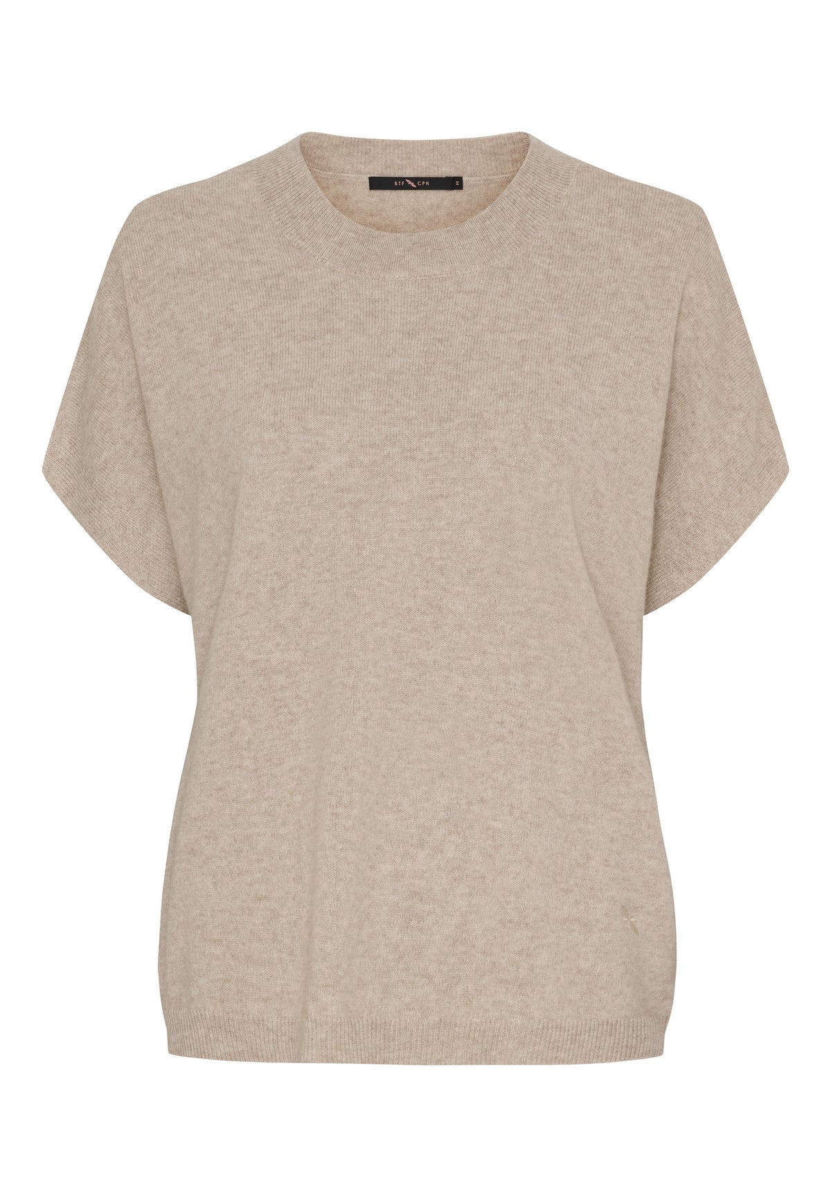 BTFCPH Finstrikket t-shirt i cashmere blanding Pullovers Natural Beige Melange