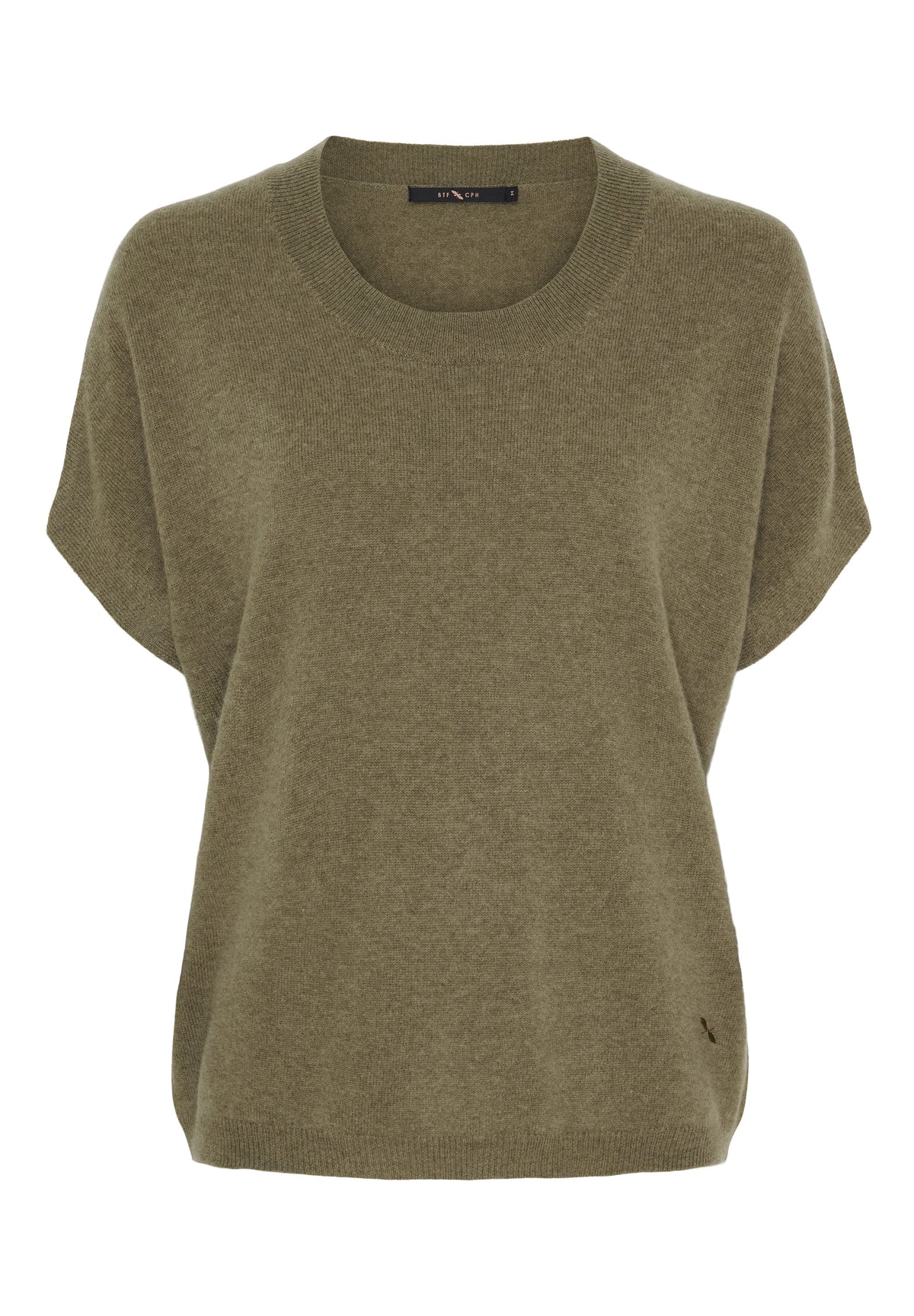 BTFCPH Finstrikket t-shirt i cashmere blanding Pullovers Olive Brown Melange