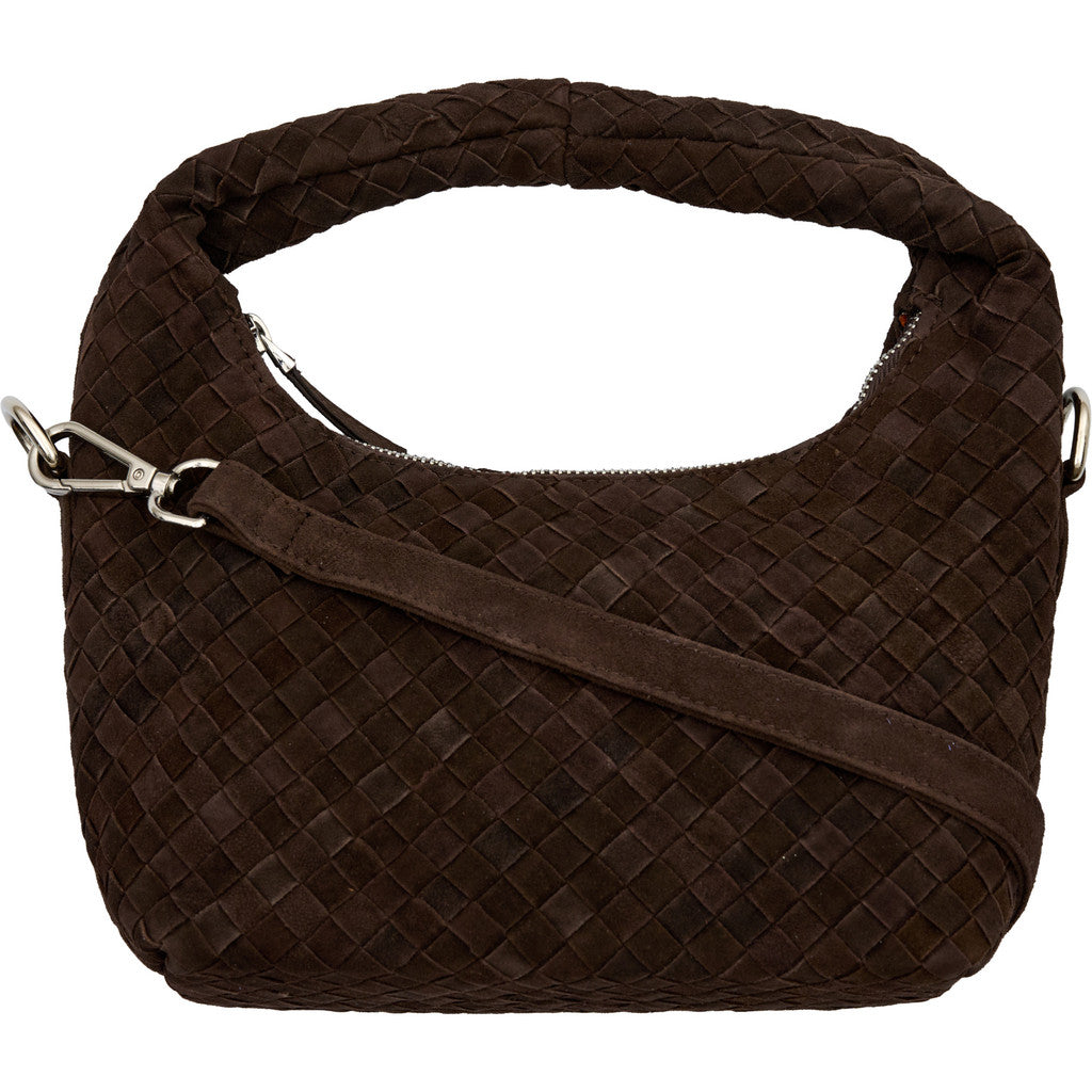 BTFCPH Flettet clutch i ruskind Tasker Dark Chocolate Brown w. Silver acc.