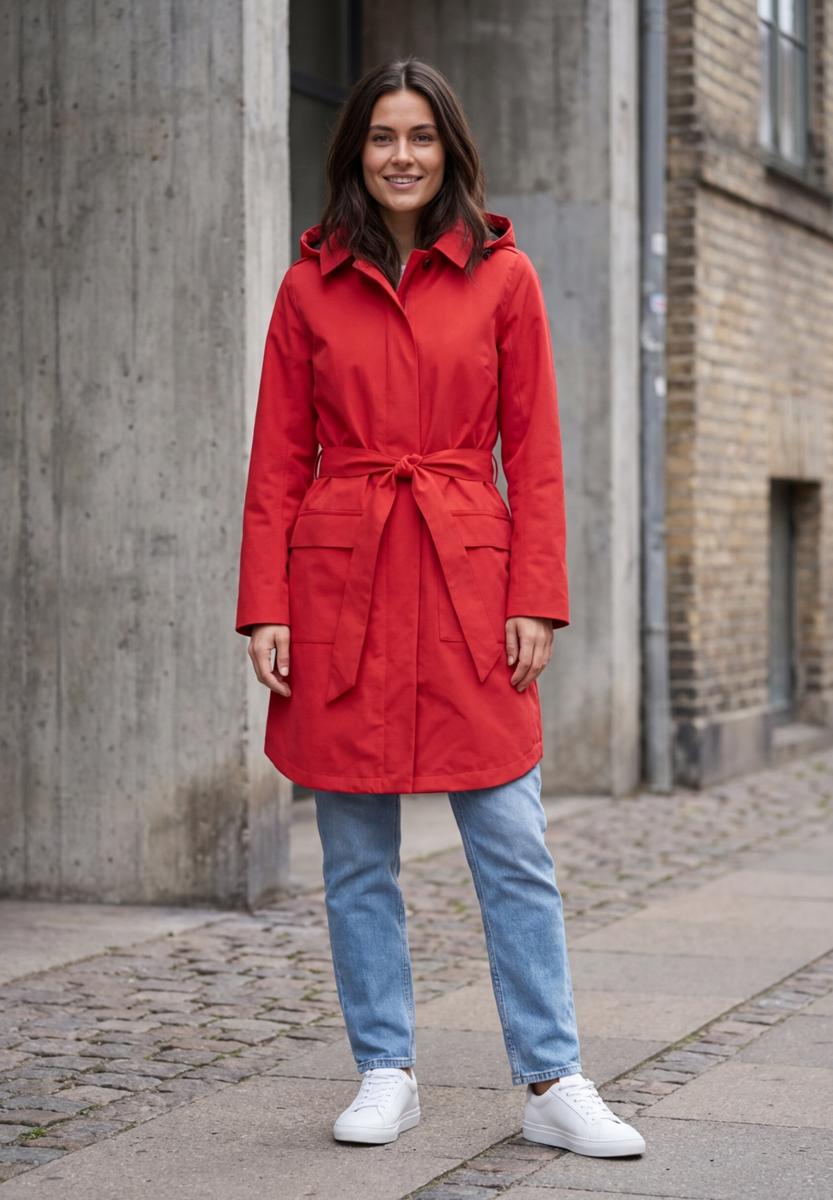 NOTYZ Funktionel overgangsjakke med bælte Frakker Rød