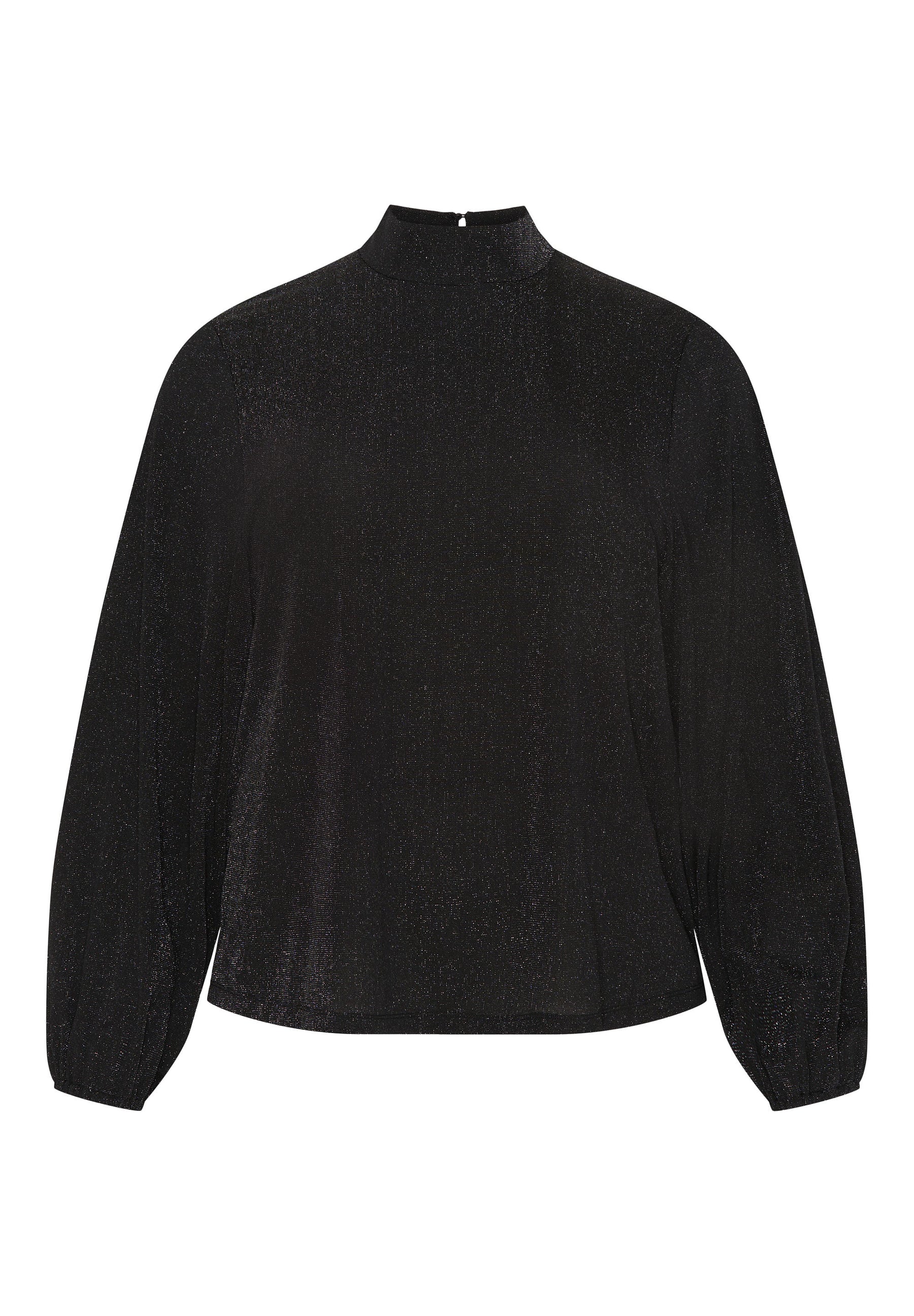 NO. 1 BY OX High neck bluse med glimmertråd Bluser Black w Silver glitter
