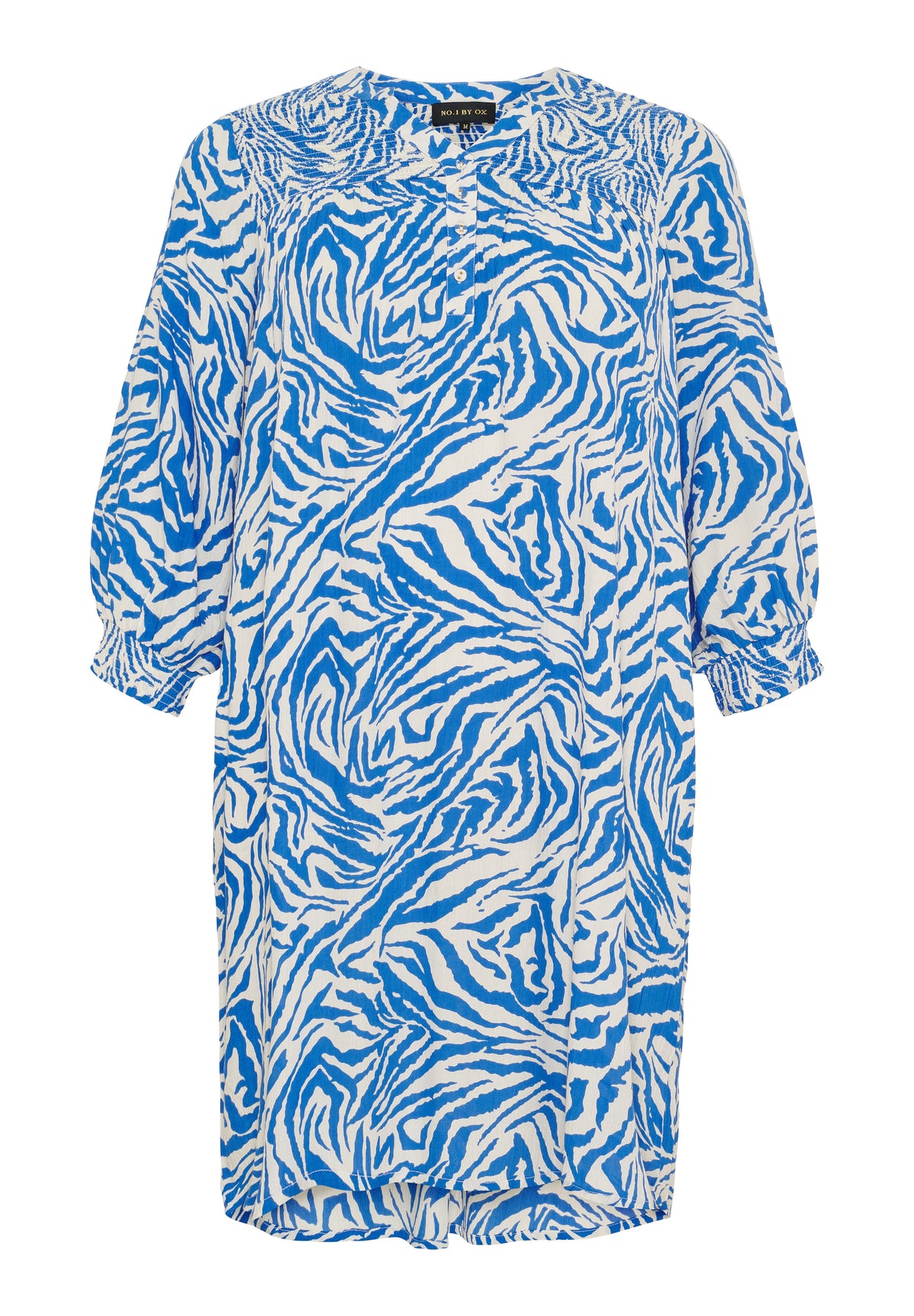 NO. 1 BY OX Kjole med 3/4 ærmer Kjoler Cream w deep blue animal print