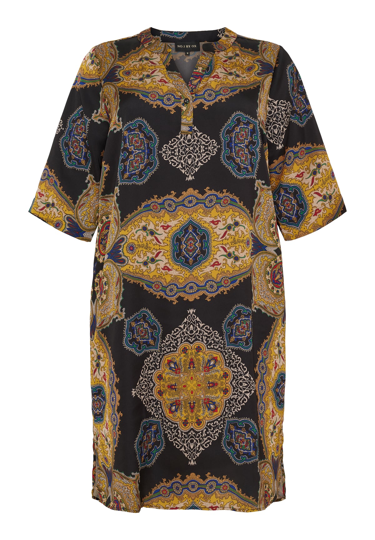 NO. 1 BY OX Kjole med V-udskæring Kjoler Black w multicolored paisley print