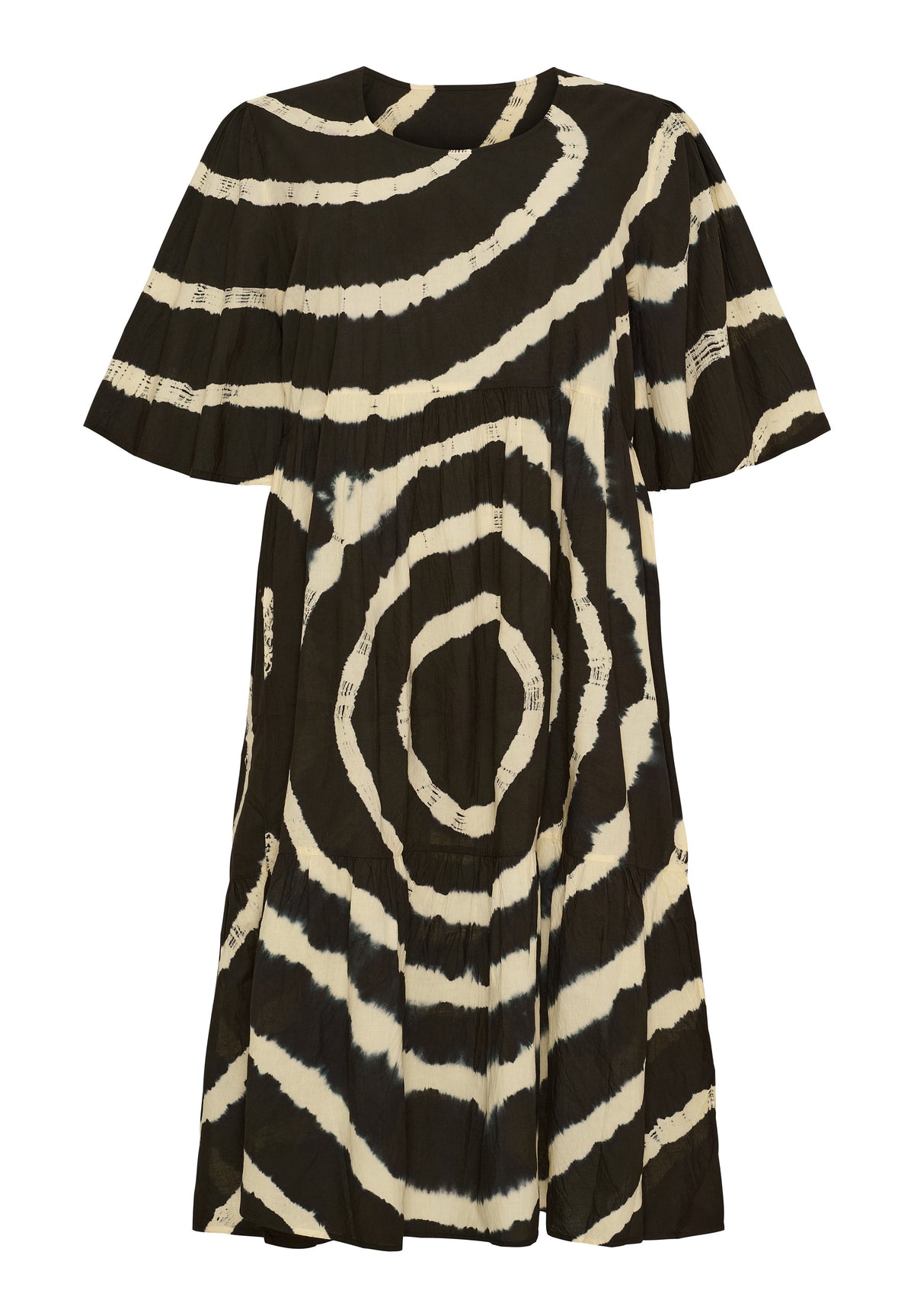 NO. 1 BY OX Kjole med cirkelmønster Kjoler Black and white tie dye