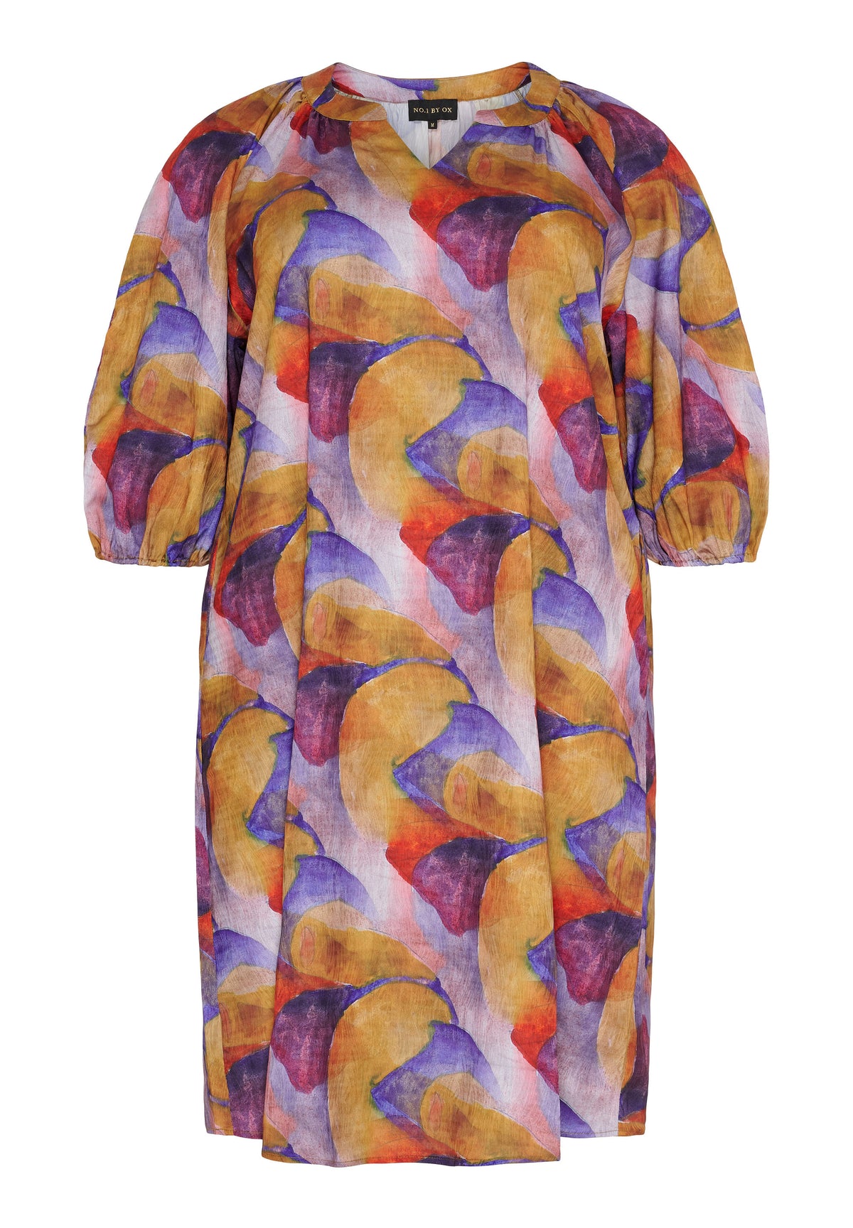 NO. 1 BY OX Kjole med farverigt print Kjoler Cobolt Blue w Pompeian Red/Apricot circles