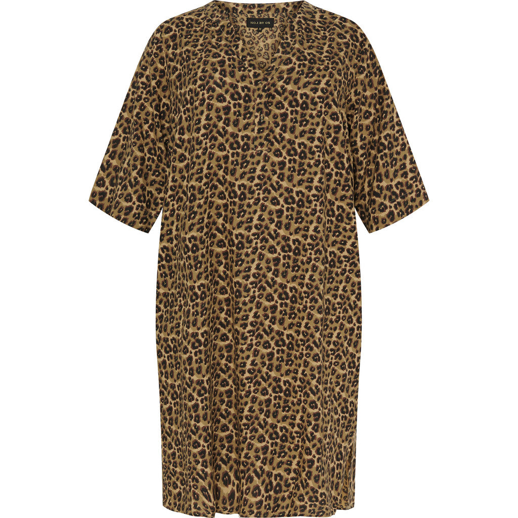 NO. 1 BY OX Kjole med leopardprint Kjoler Brun