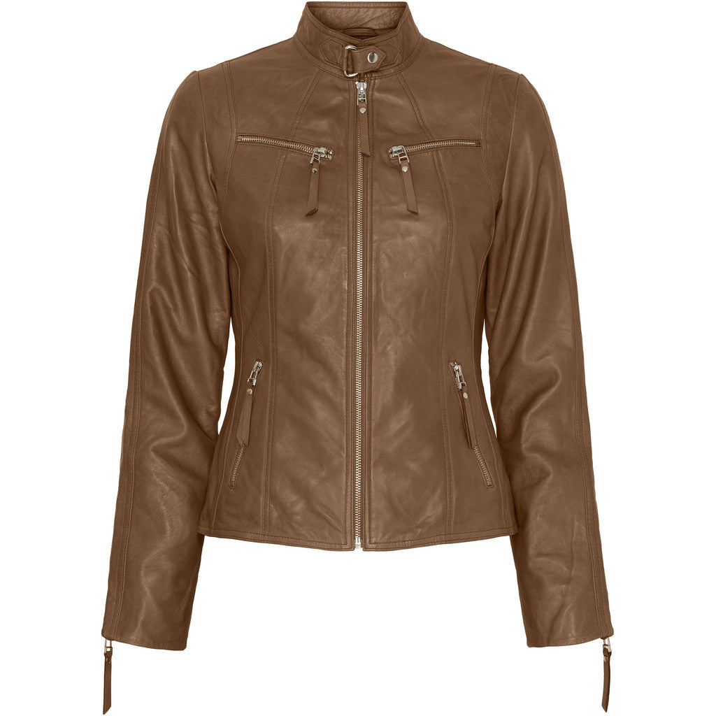 BTFCPH Klassisk biker læderjakke Jakker Nude Brown w. Silver acc.