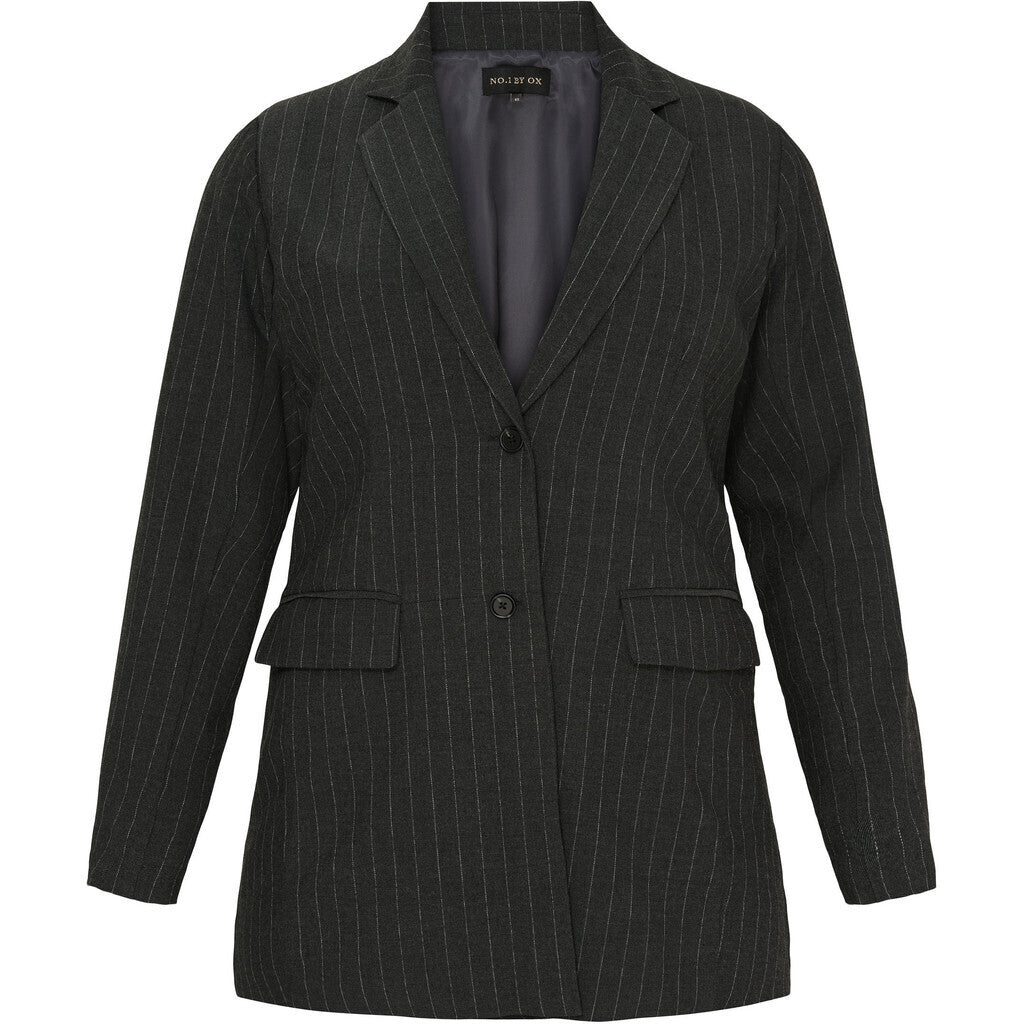 NO. 1 BY OX Klassisk blazer med nålestriber Blazers Dark Grey w White pin stripe