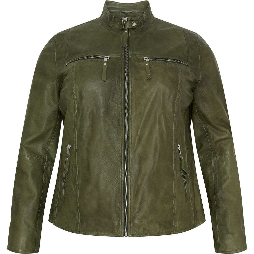 NO. 1 BY OX Klassisk læderjakke (Str. 48 - 56) Jakker Army Green w Silver acc.