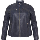 NO. 1 BY OX Klassisk læderjakke (Str. 48 - 56) Jakker Dark Navy Blue w Silver acc