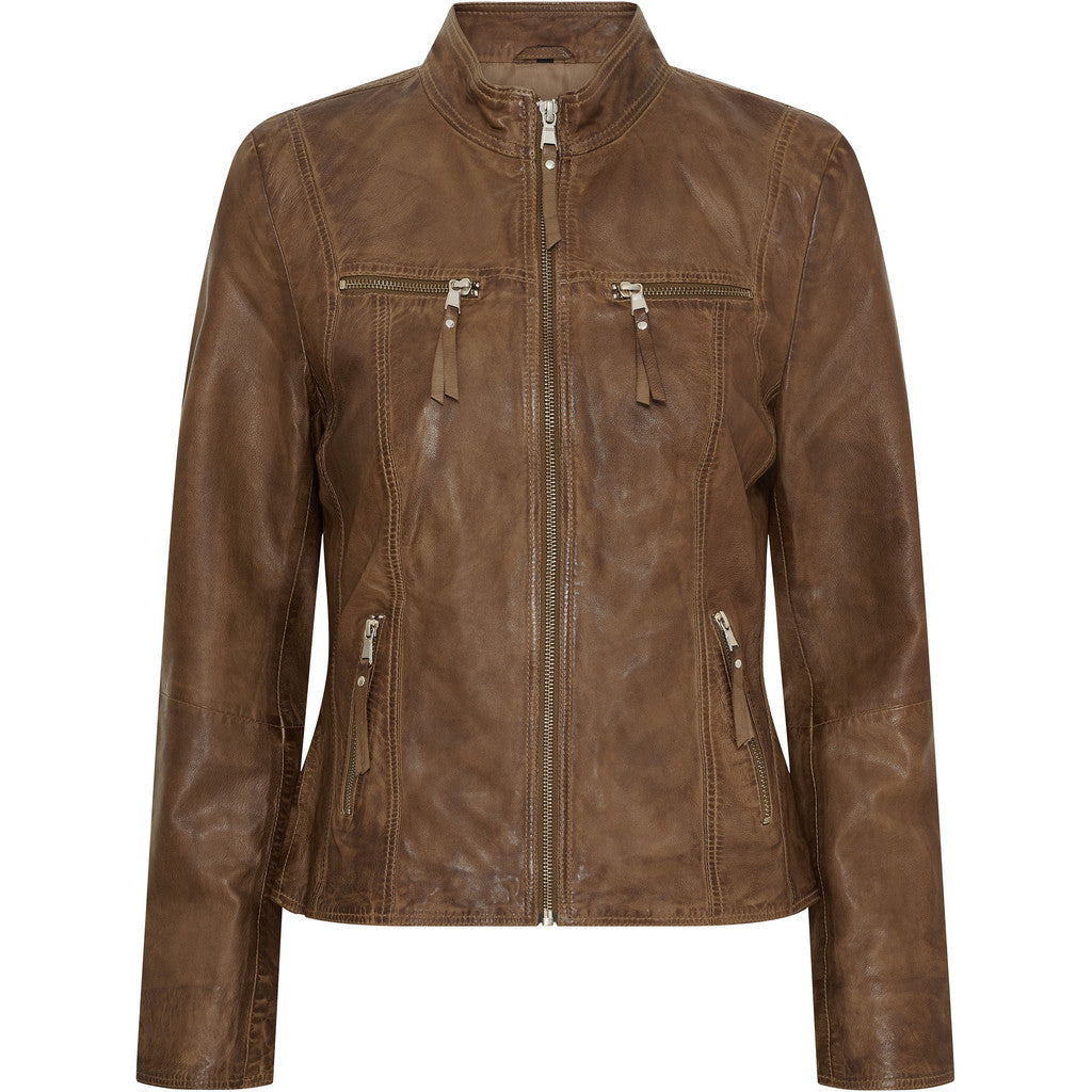 NOTYZ Klassisk og tidløs læderjakke Jakker Hazelnut w. Silver acc.