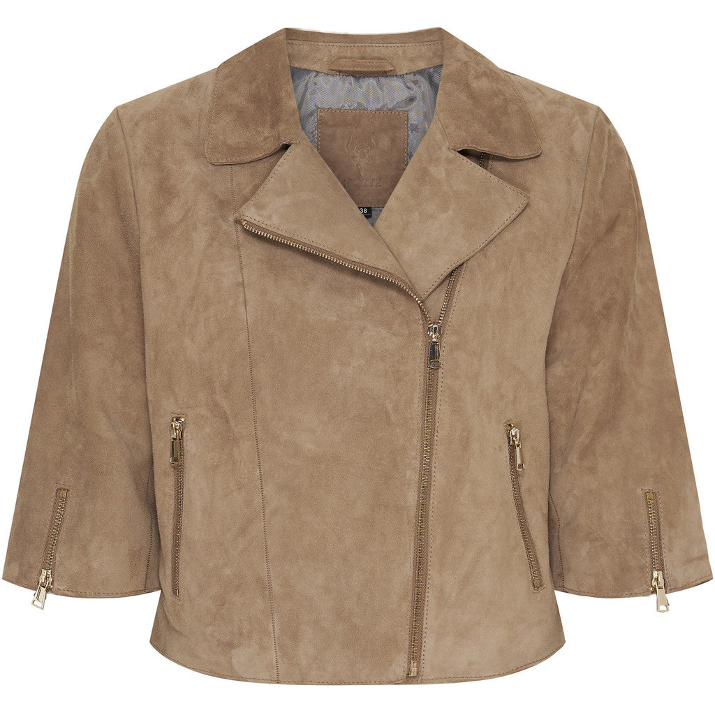 NOTYZ Kort jakke i ruskind Blazers Dark Stone w. Light Gold acc.