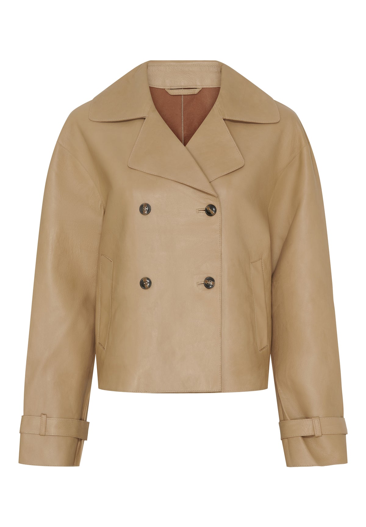 BTFCPH Kort trenchcoat i læder Jakker Brun