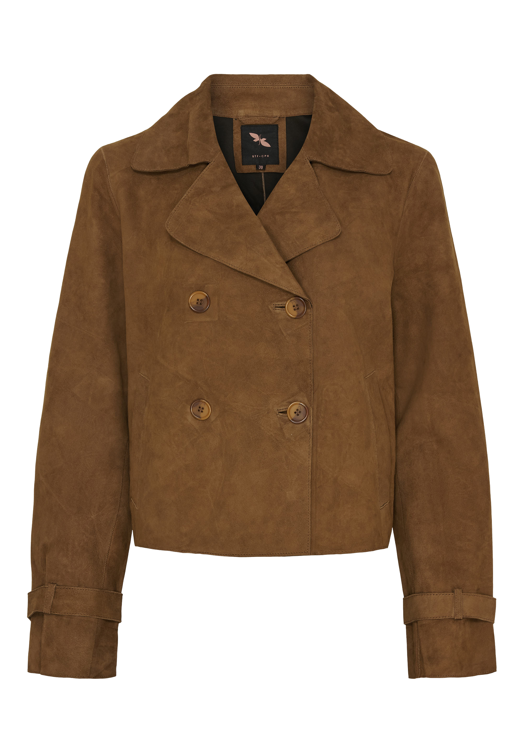 BTFCPH Kort trenchcoat i ruskind Jakker Caramel