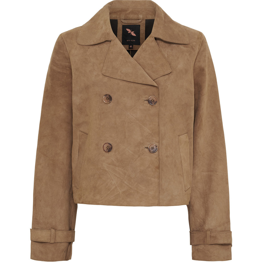 BTFCPH Kort trenchcoat i ruskind Jakker Nude Brown