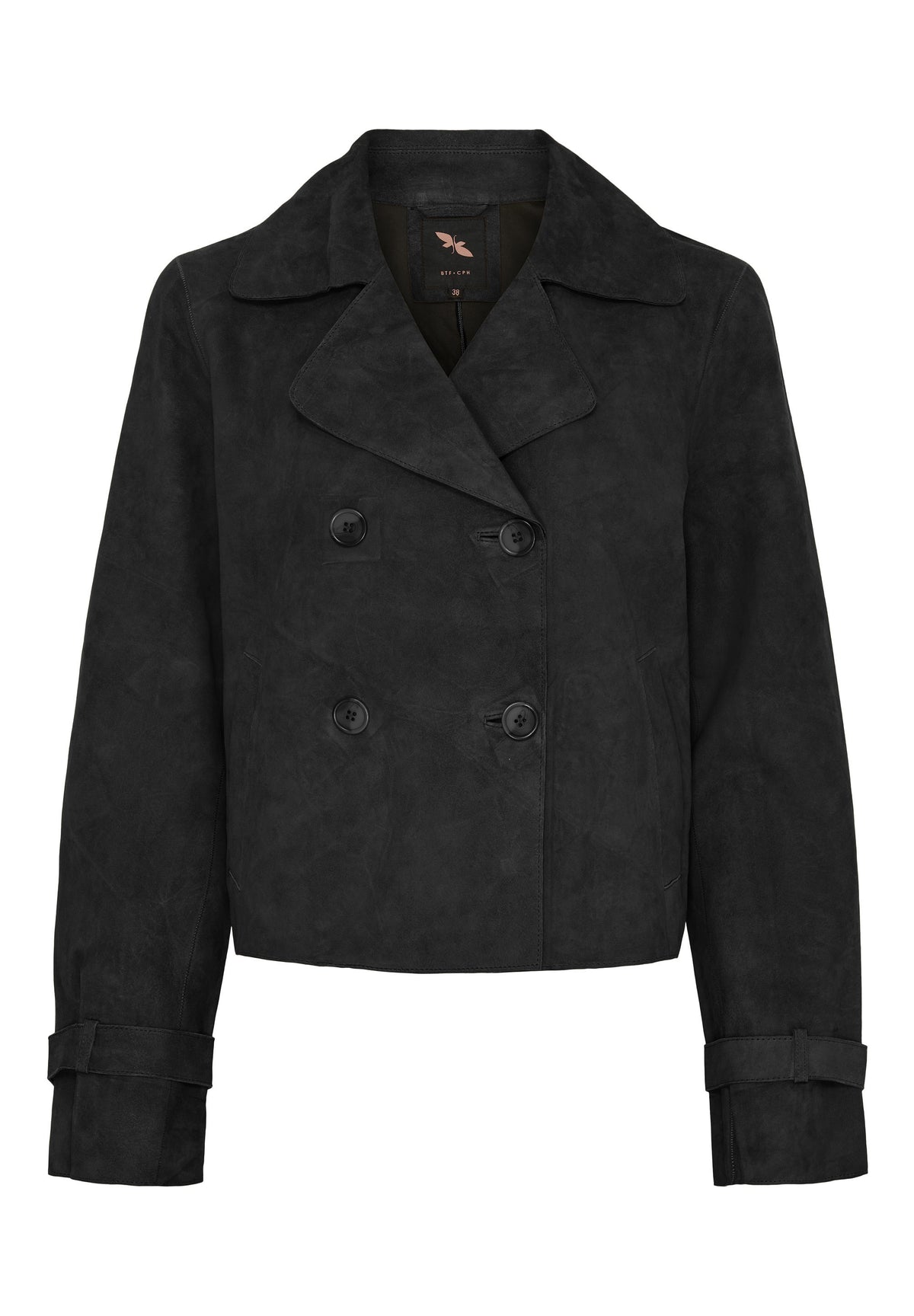 BTFCPH Kort trenchcoat i ruskind Jakker Sort