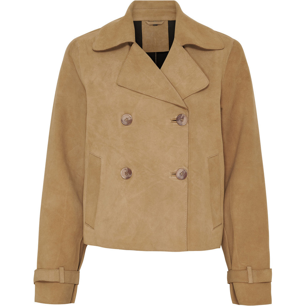 NOTYZ Kort trenchcoat i ruskind Jakker Beige