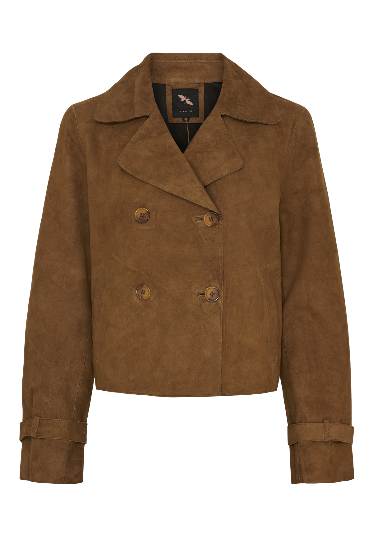 NOTYZ Kort trenchcoat i ruskind Jakker Caramel