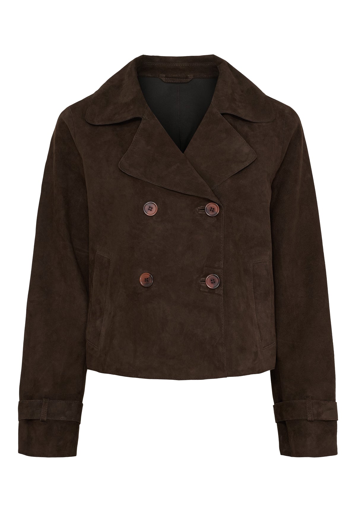 NOTYZ Kort trenchcoat i ruskind Jakker Dark Chocolate Brown