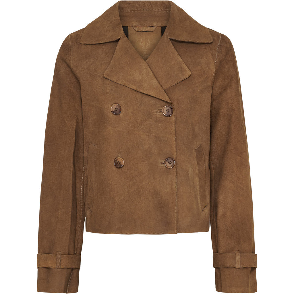 NOTYZ Kort trenchcoat i ruskind Jakker Hazelnut
