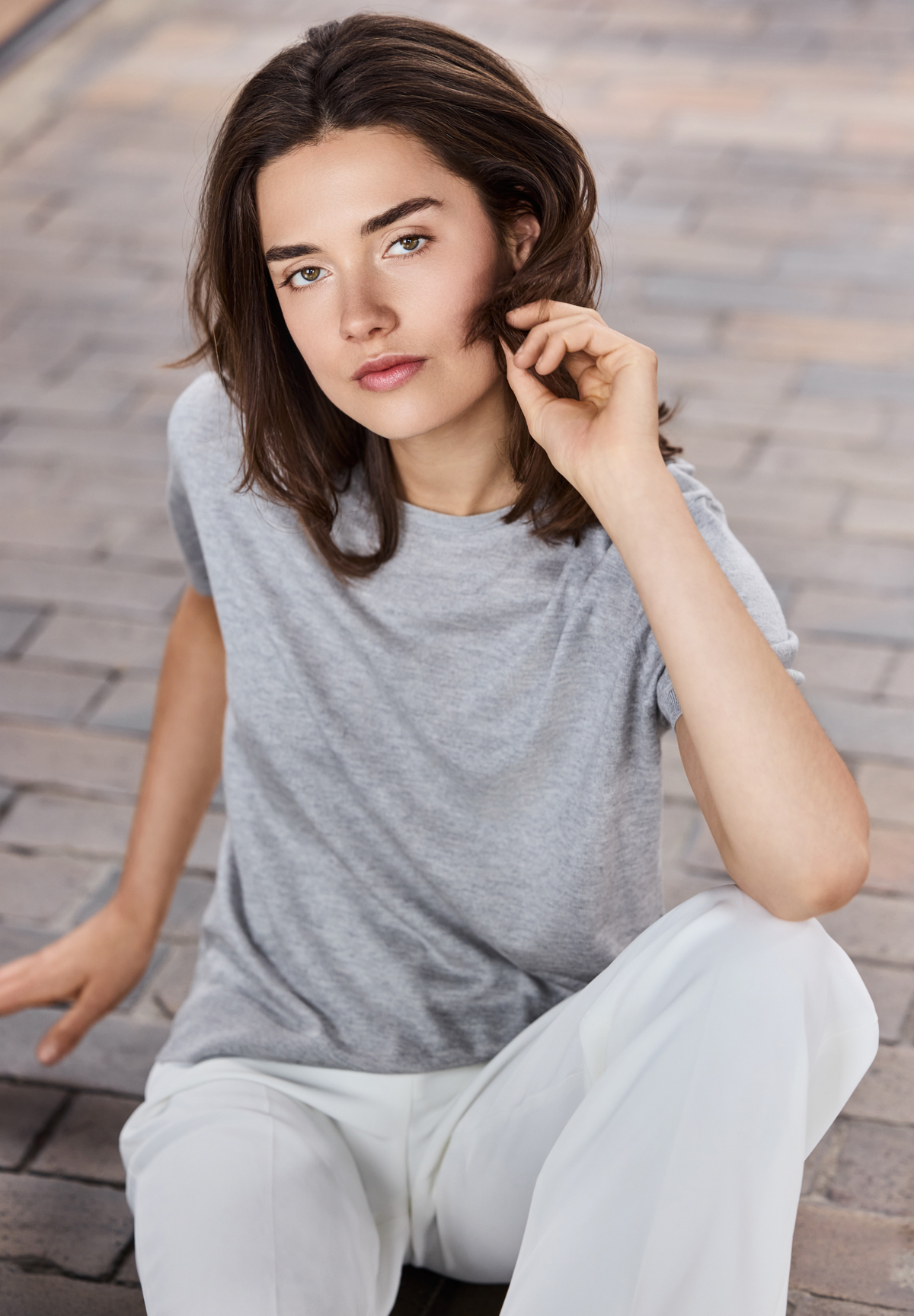 BTFCPH Kortærmet top i silke og cashmere Tops Grå