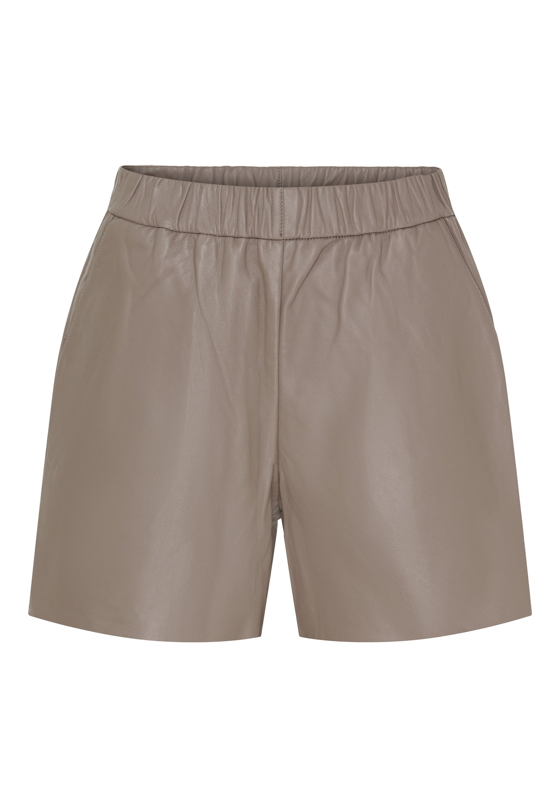 NOTYZ Korte lædershorts med saddle back Shorts Soft taupe