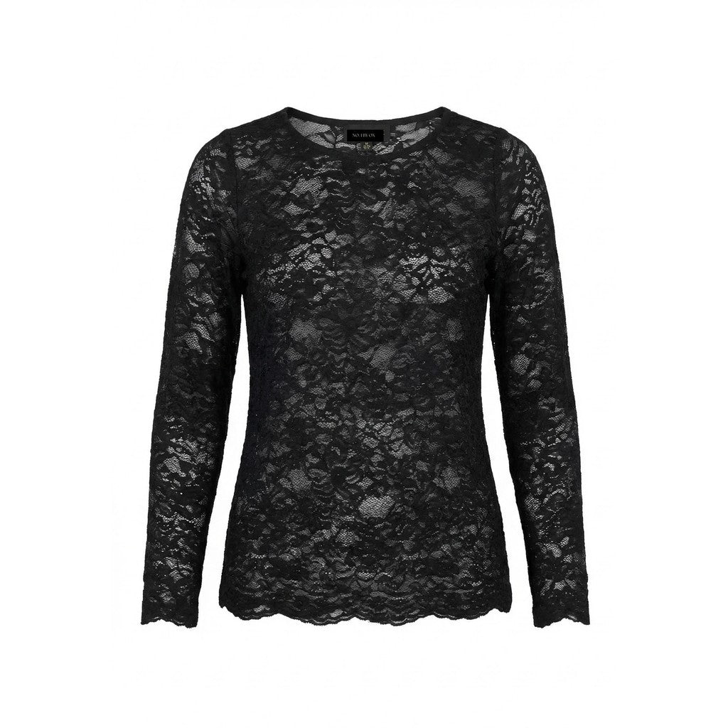 NO. 1 BY OX Lace LS T-shirt T-shirts Sort