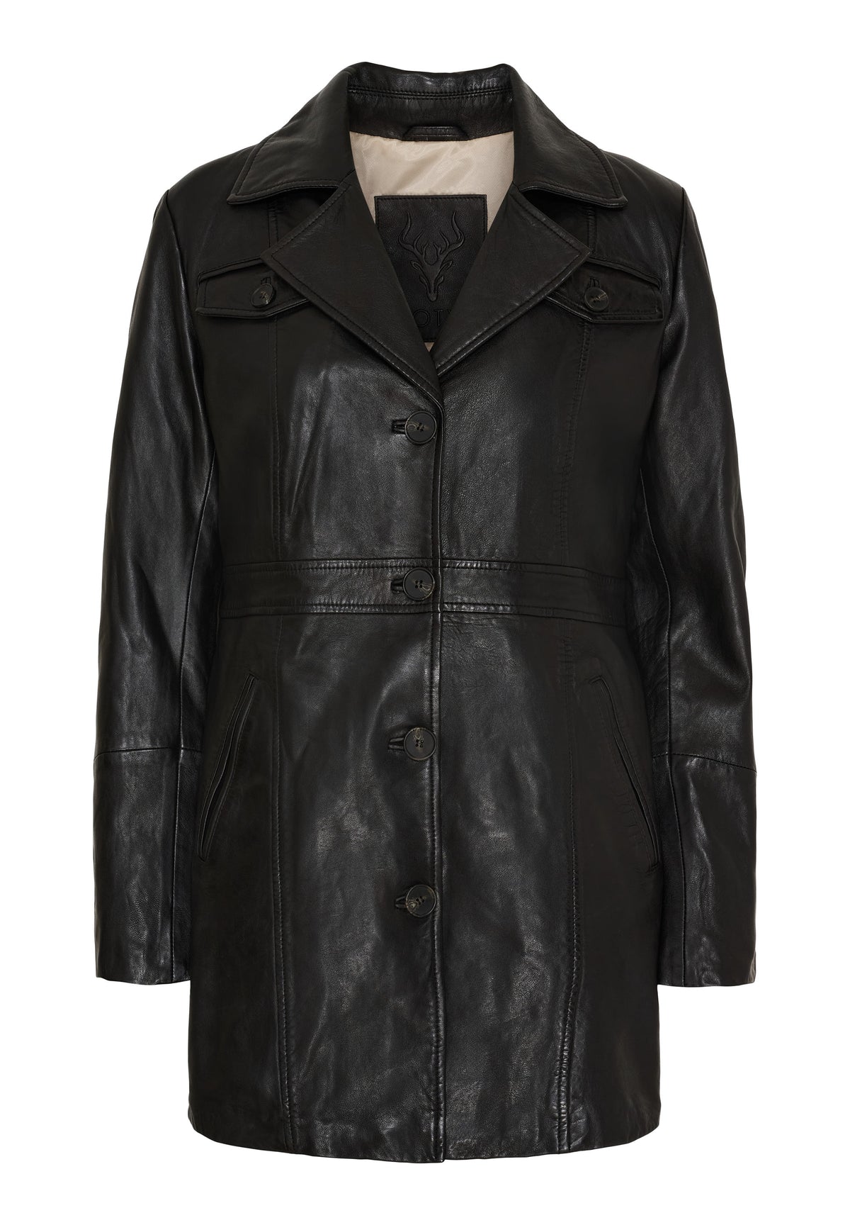 NOTYZ Læderjakke med knapper Jakker Sort