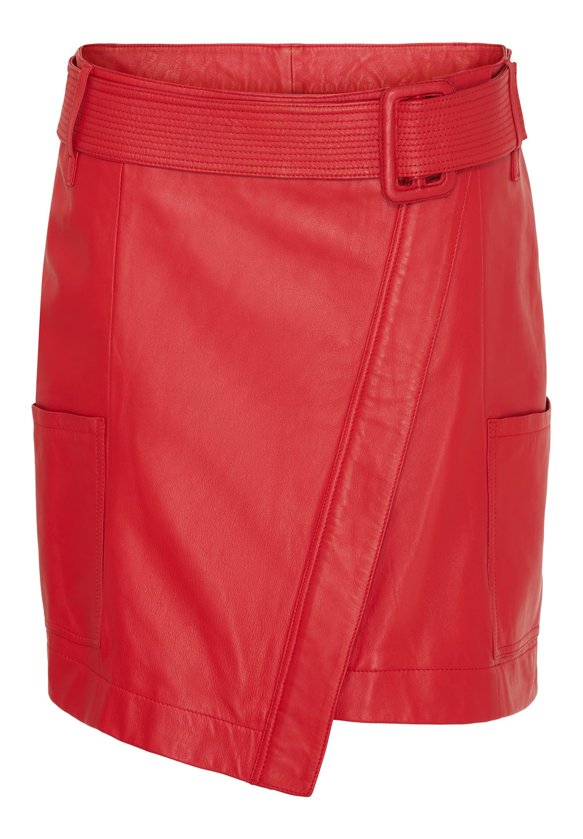 NOTYZ Lædernederdel med bælte - KOLLEKTIONSSALG Nederdele Rød