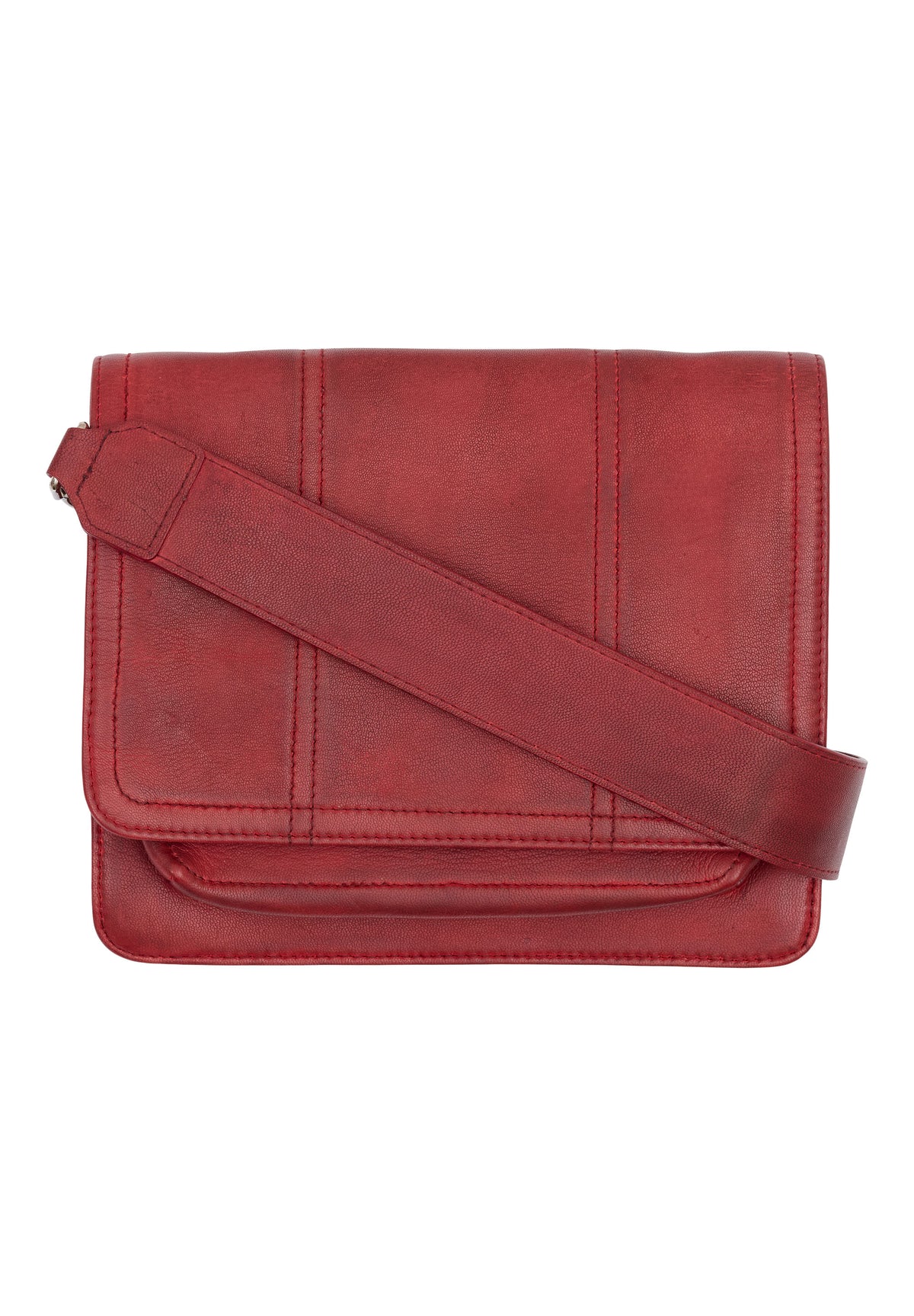 Orchid Lædertaske med aftagelig skulderrem Tasker Syrah Red w. silver