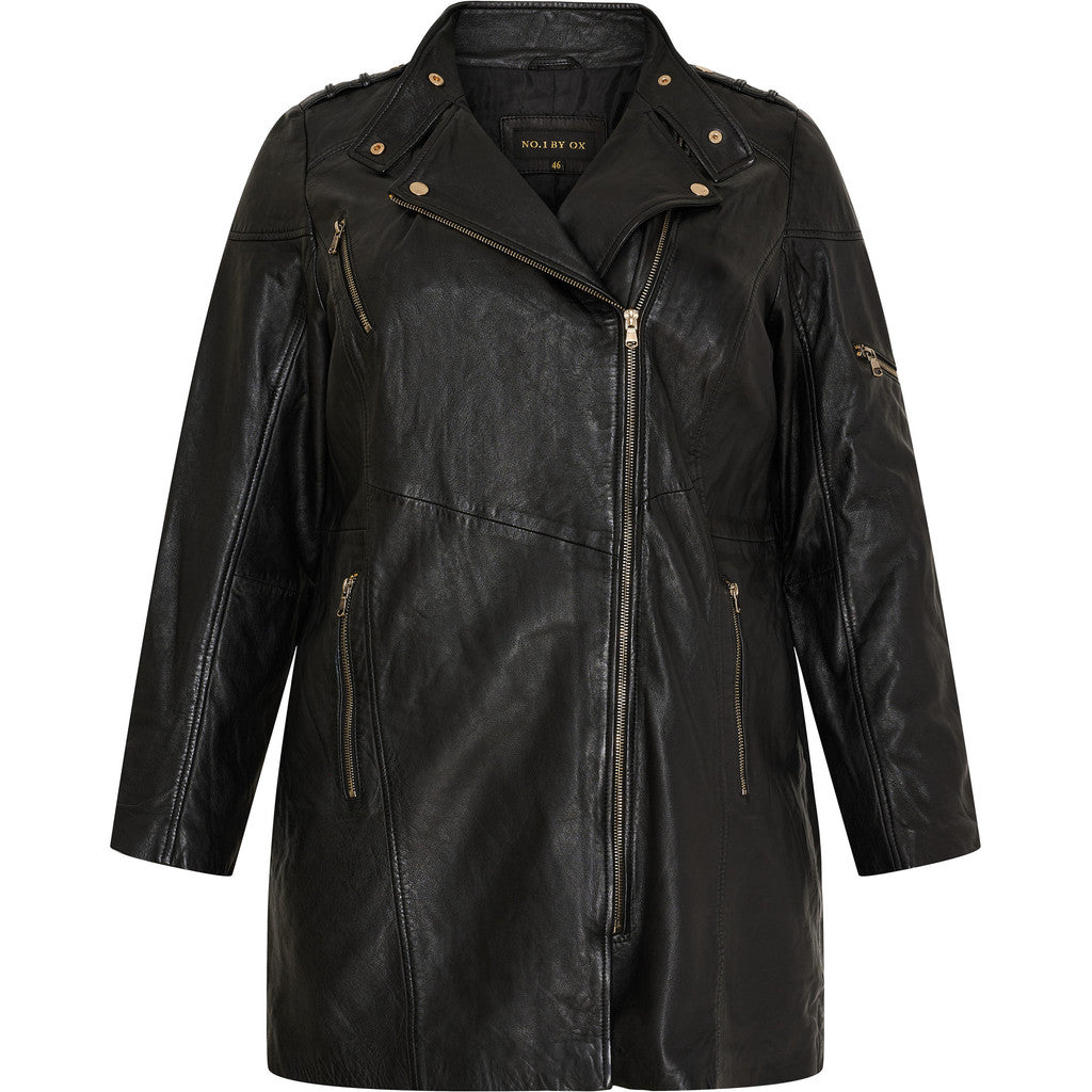 NO. 1 BY OX Lang bikerjakke (Str. 38-48) Frakker Sort