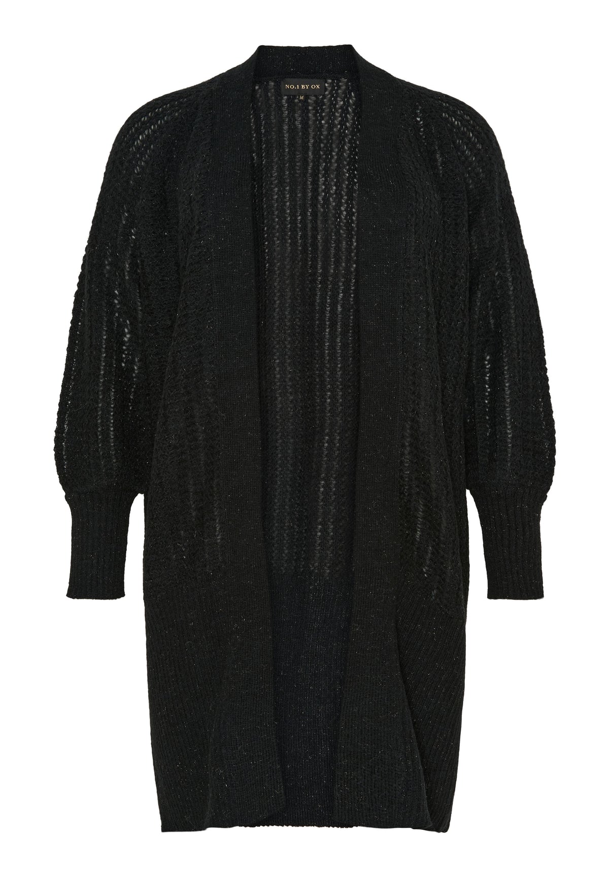 NO. 1 BY OX Lang cardigan med Mohair Cardigans Black w silver lurex