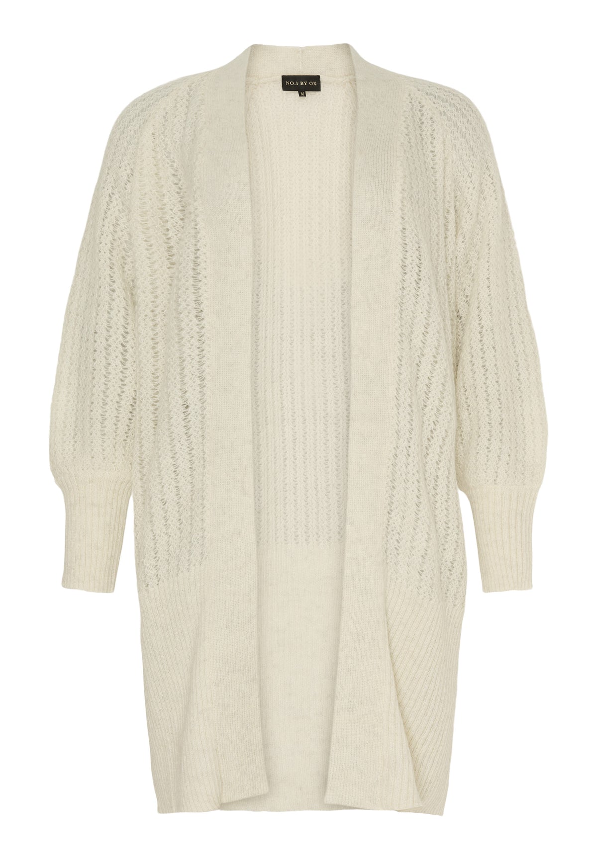 NO. 1 BY OX Lang cardigan med Mohair Cardigans Cream White w silver lurex