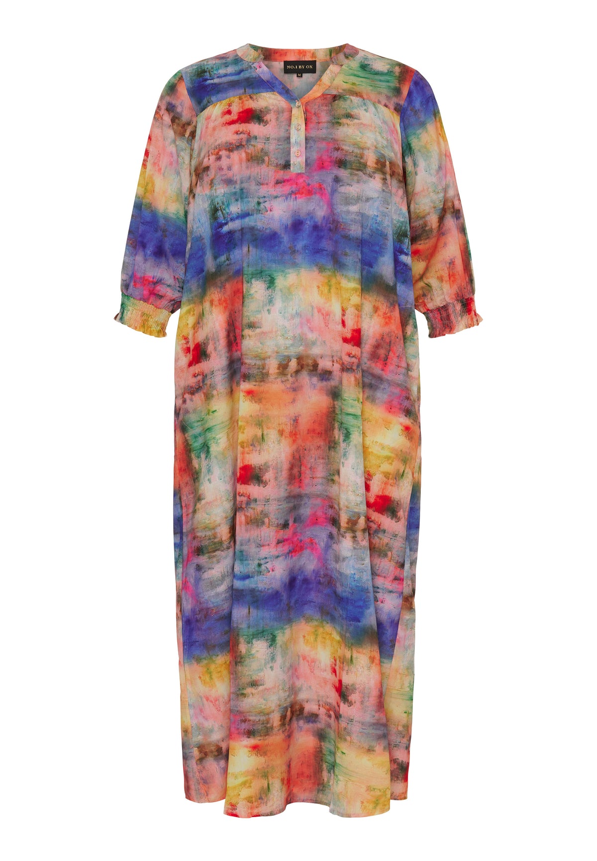 NO. 1 BY OX Lang farverig kjole Kjoler Multicolored print