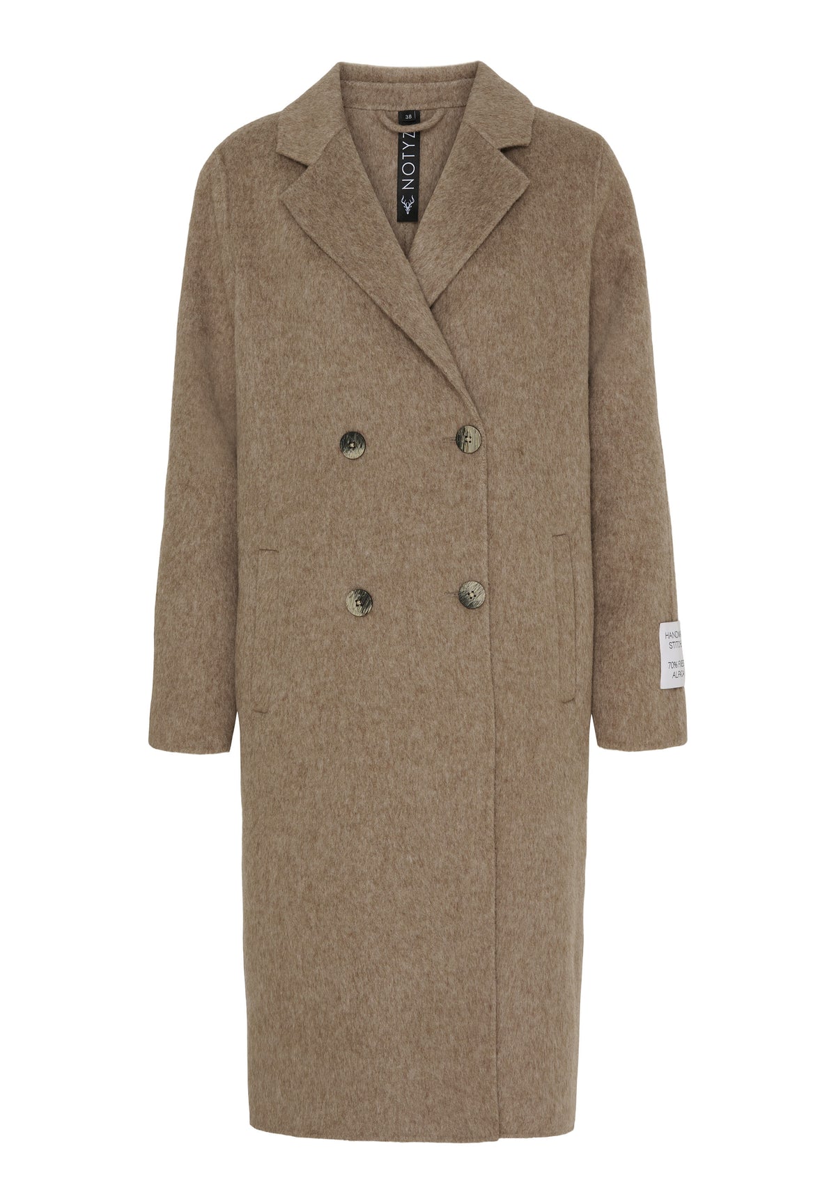 NOTYZ Lang frakke i alpaca uld Frakker Light Brown Melange