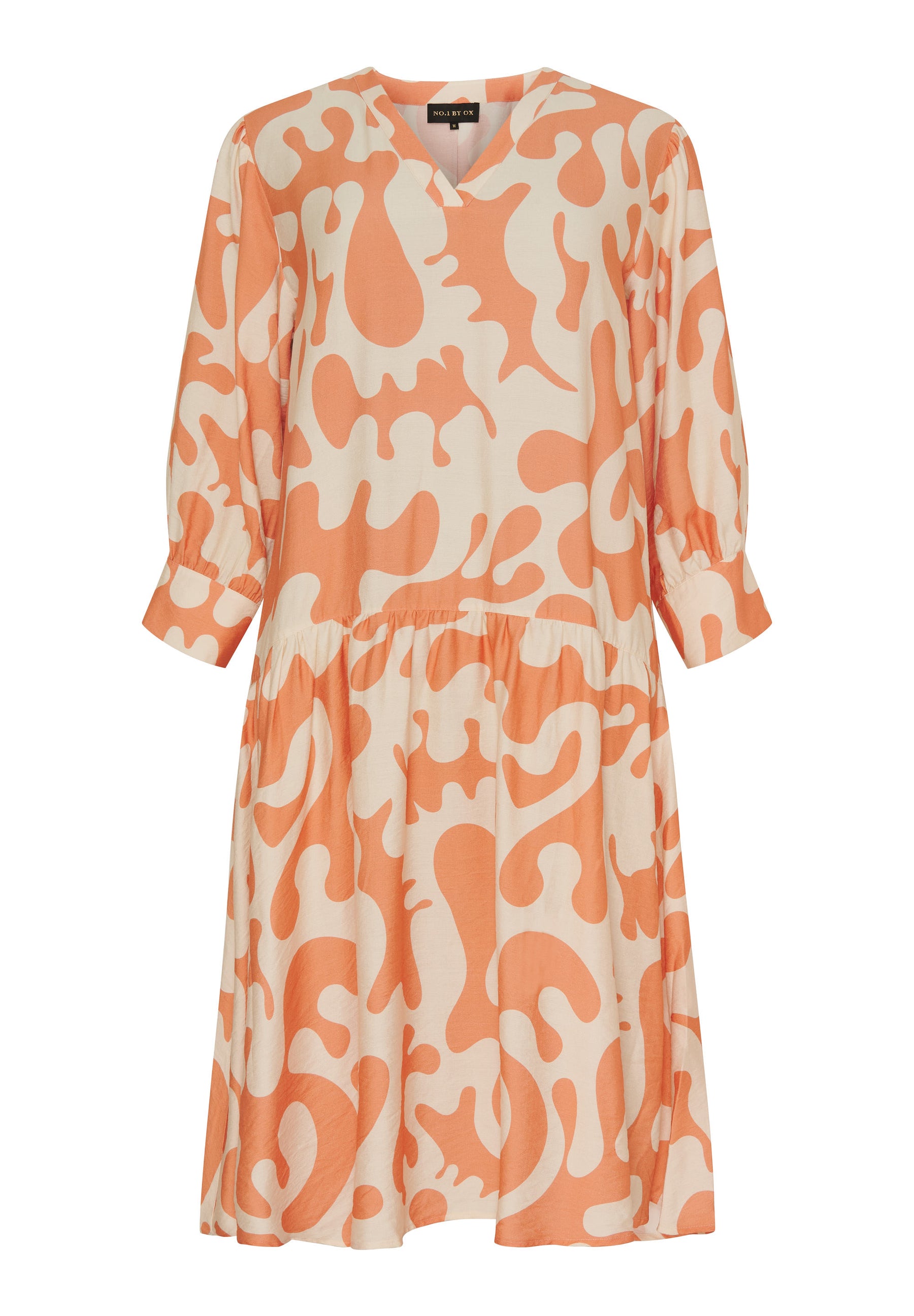 NO. 1 BY OX Lang kjole Kjoler Sand w Coral Reef splatter print