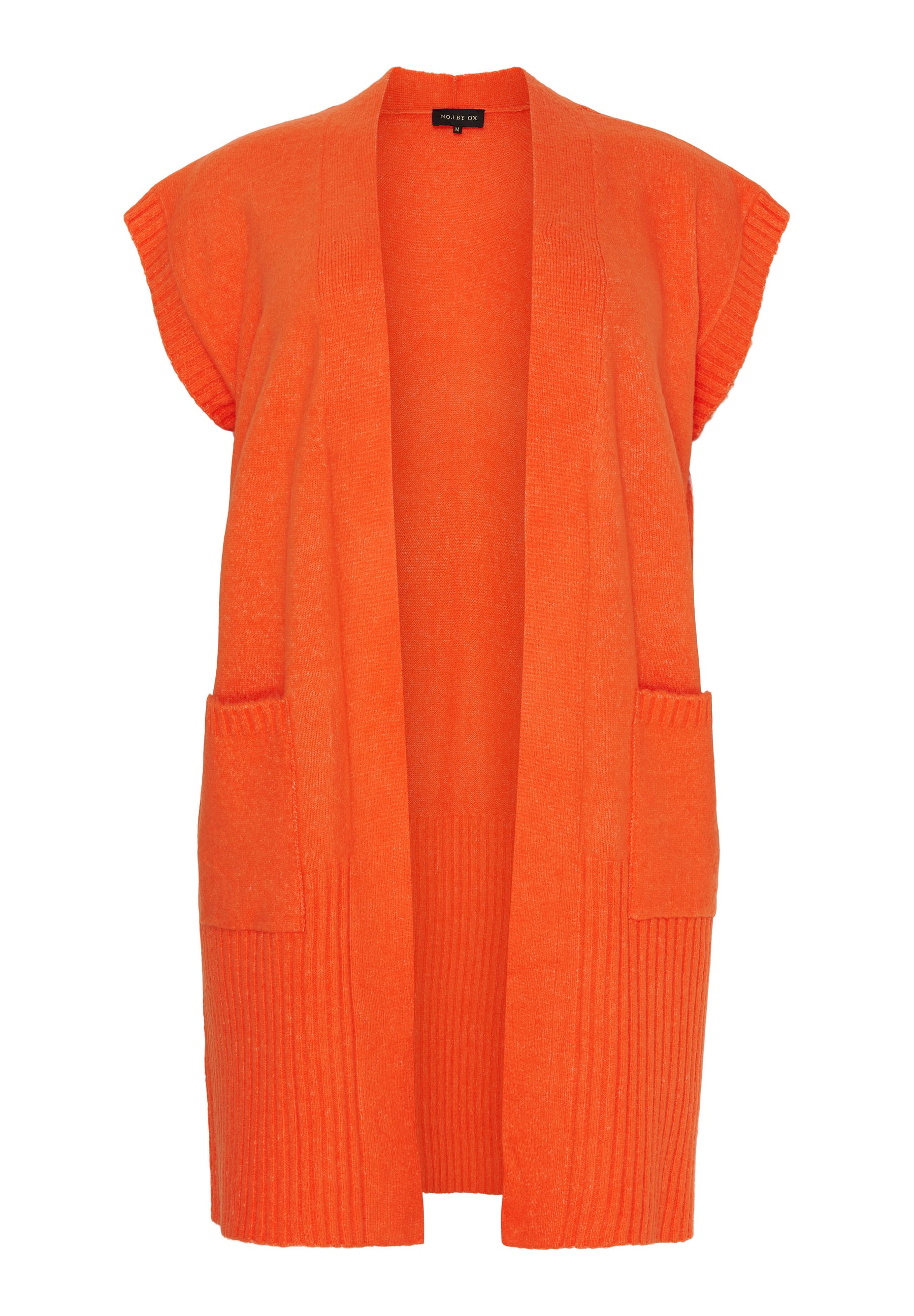 NO. 1 BY OX Lang vest i strik Veste Flower Orange