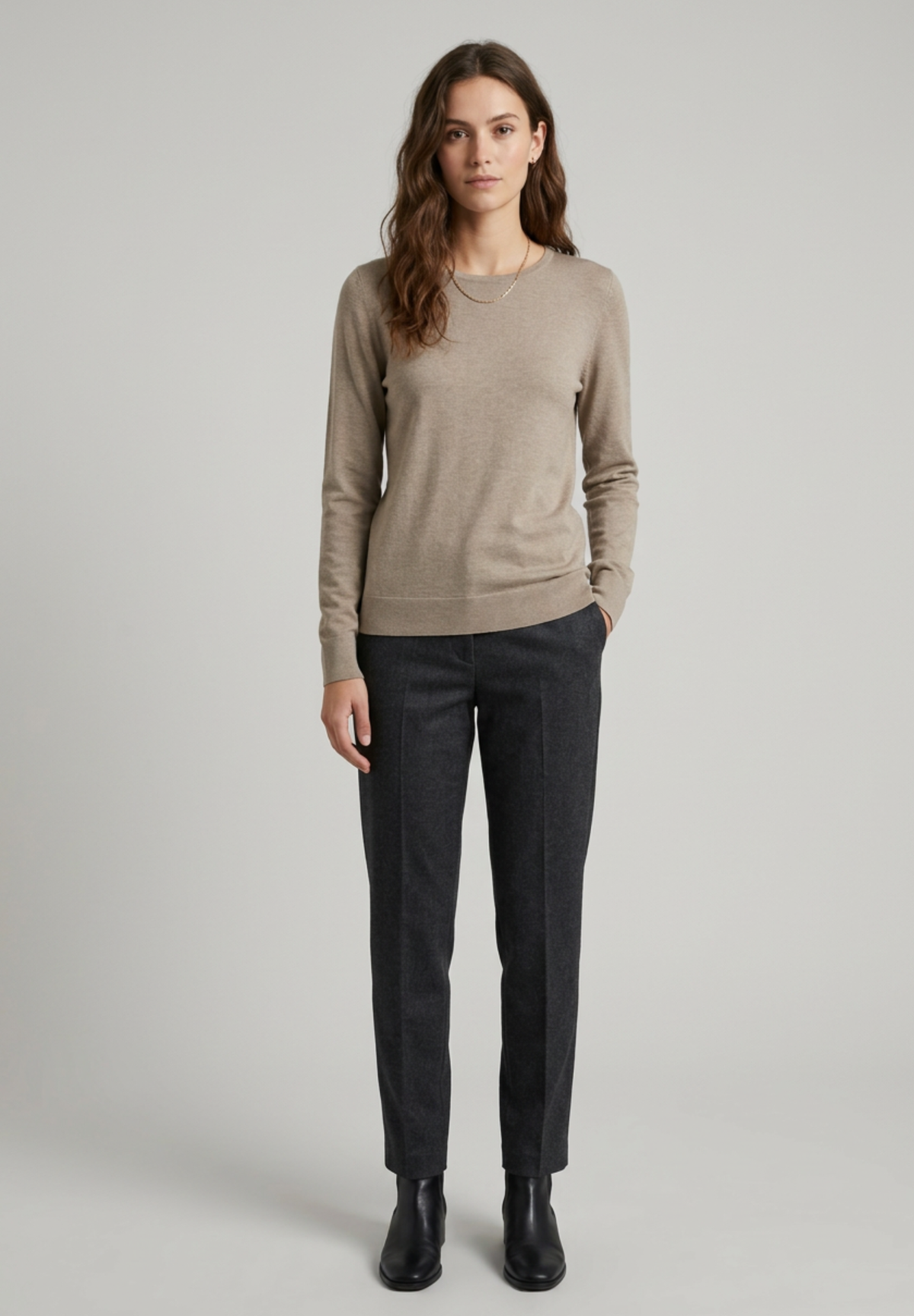 BTFCPH Langærmet top i silke og cashmere Tops Brun