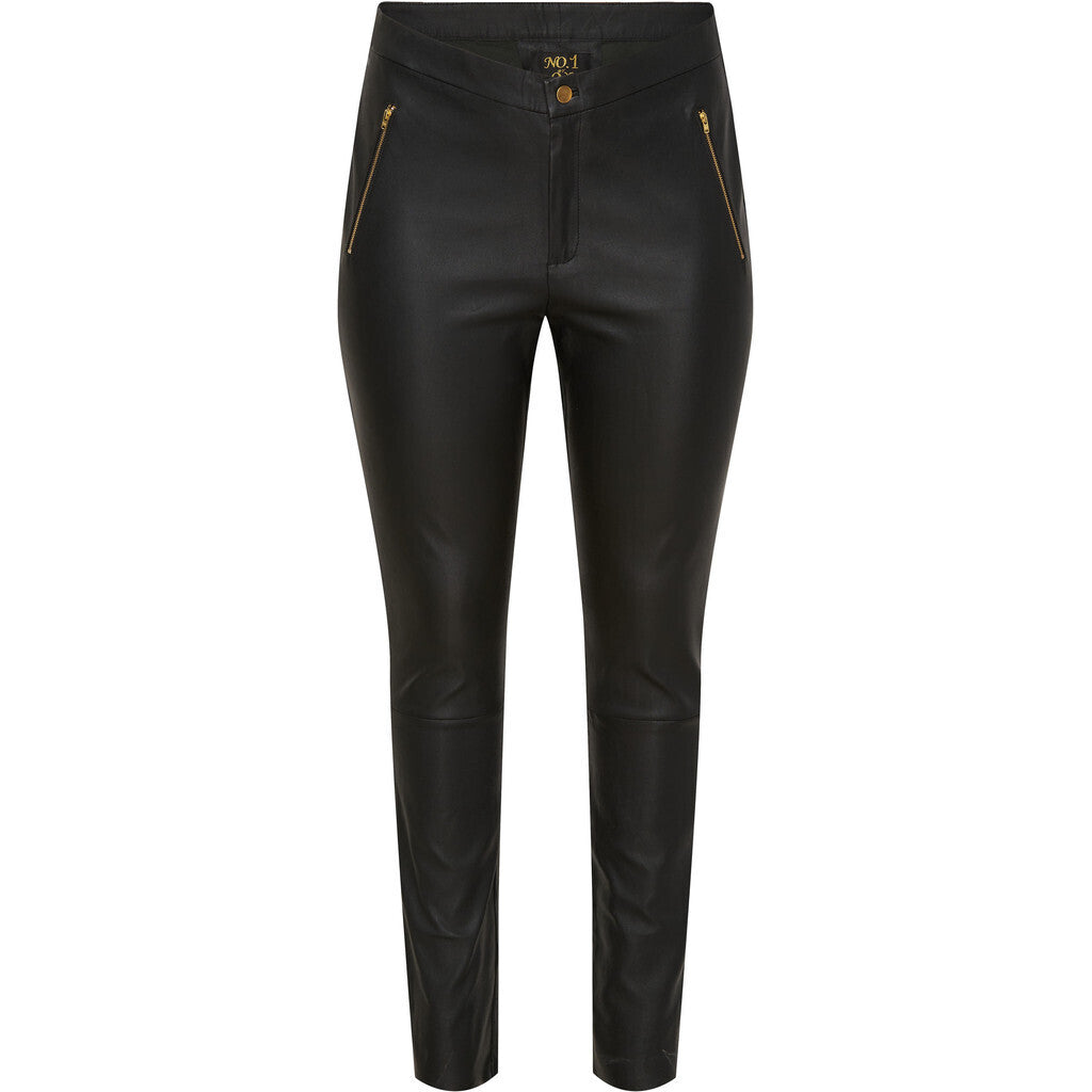 NO. 1 BY OX Leather trousers Leggings Sort