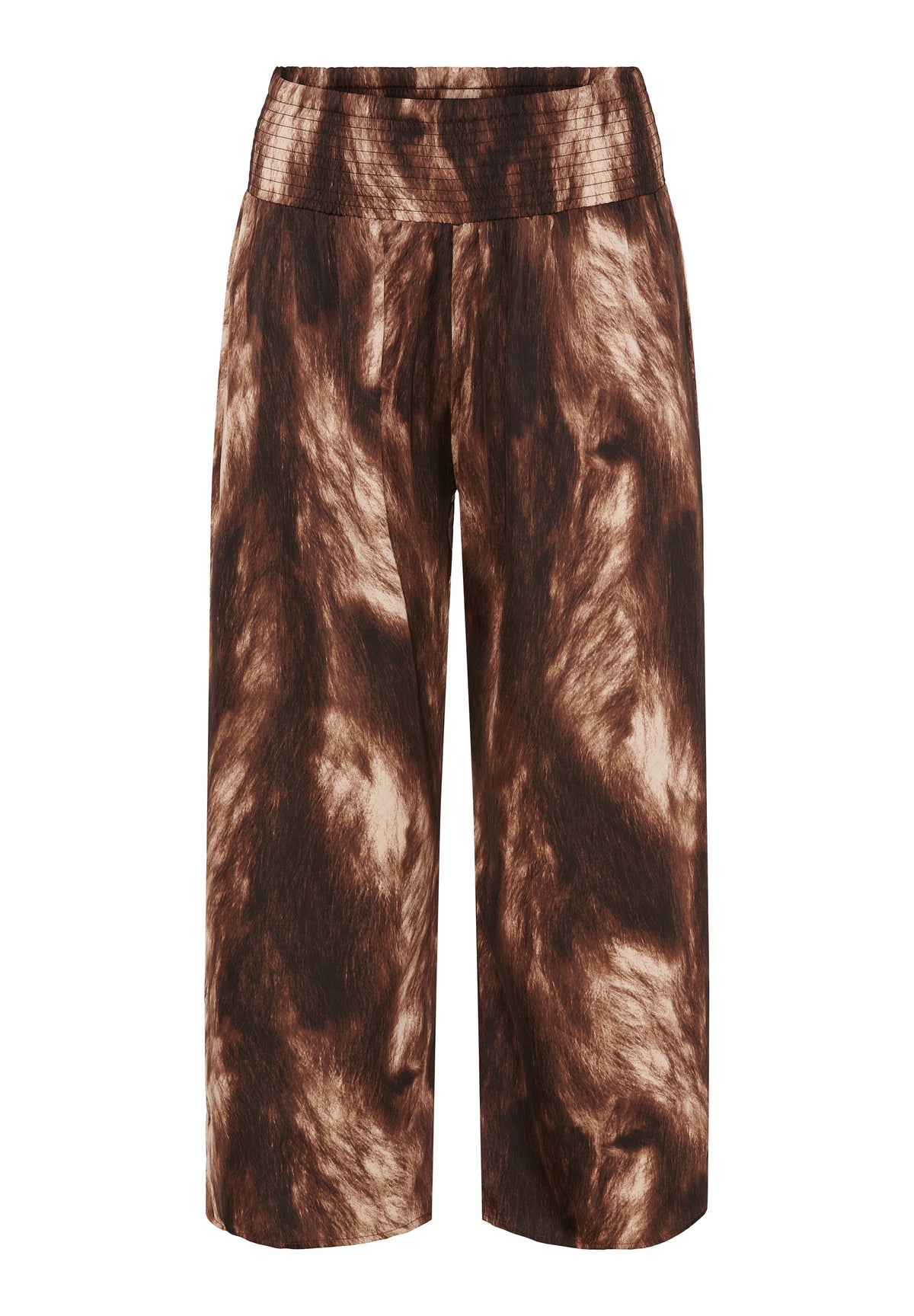 NO. 1 BY OX Løstsiddende bukser med print Bukser Mocca Brown and Cream Graphic Print