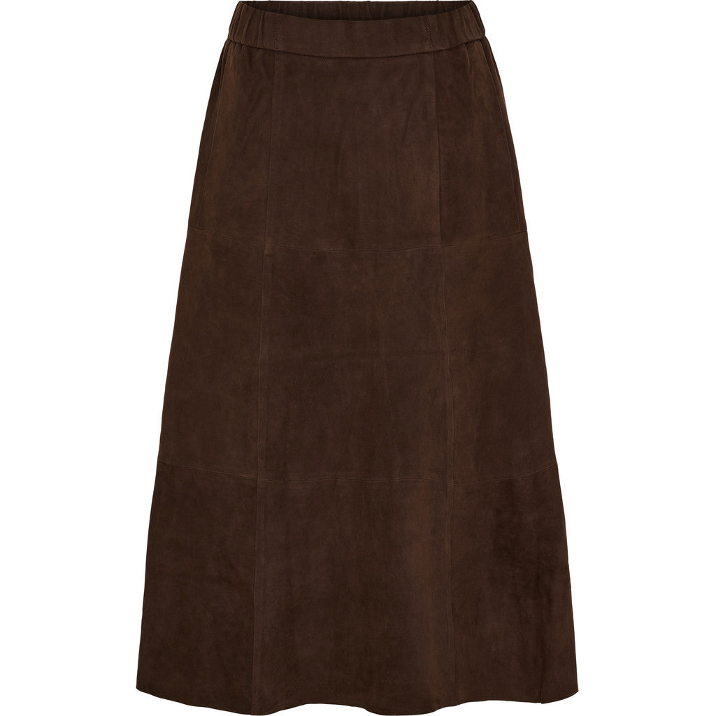 NOTYZ Midi A-shape nederdel i ruskind Nederdele Dark Chocolate Brown