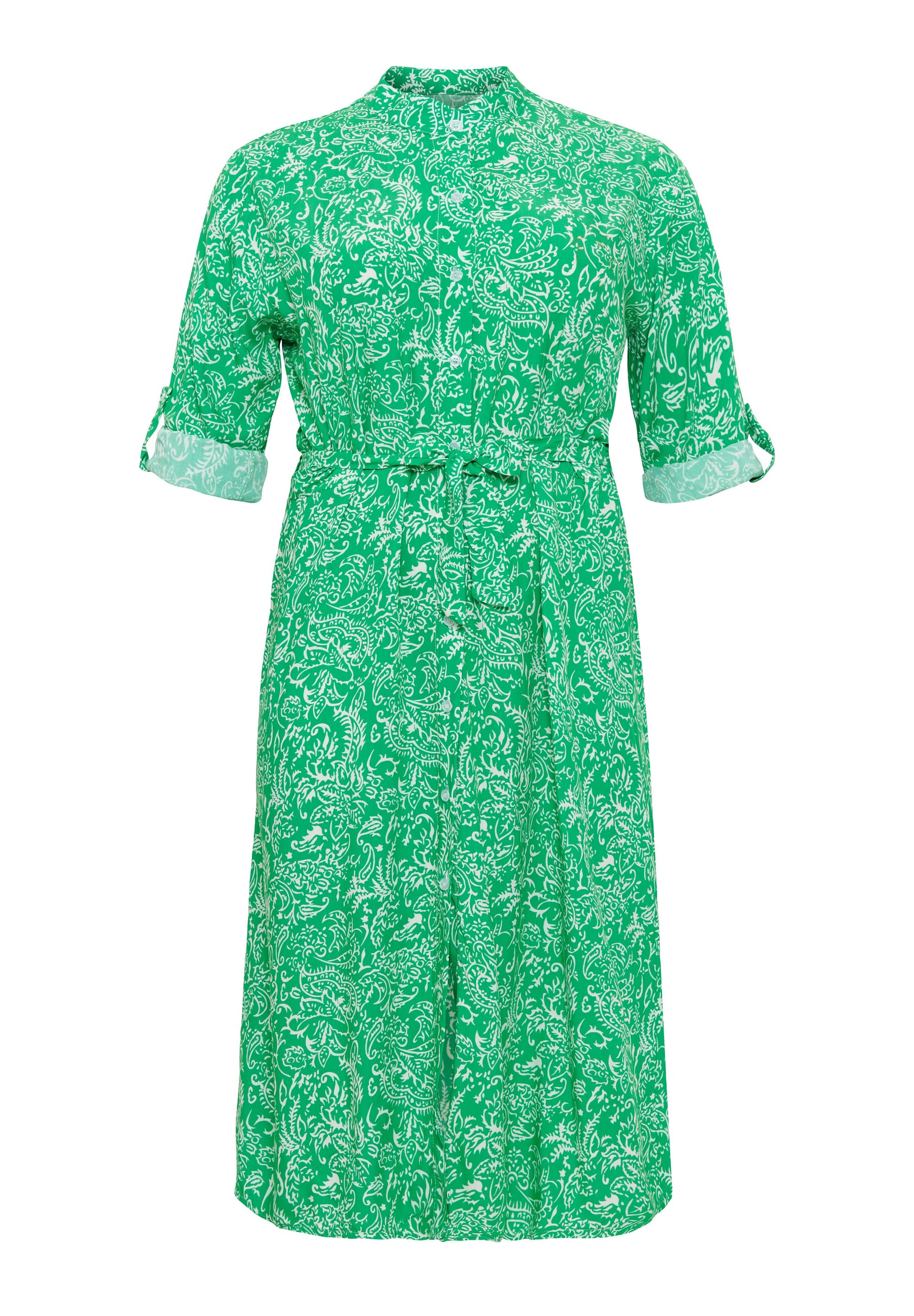 Trendy and Curvy Midi kjole med bindebånd i taljen Kjoler Grøn