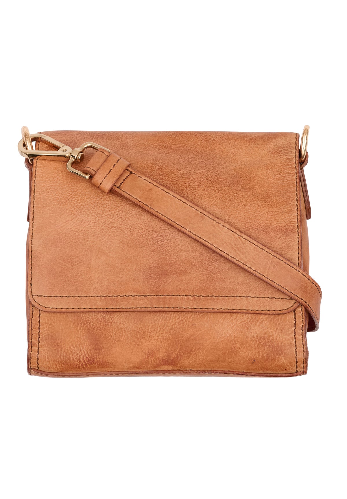 Orchid Mini lædertaske med aftagelig skulderrem Tasker Cognac w. Light Gold acc.