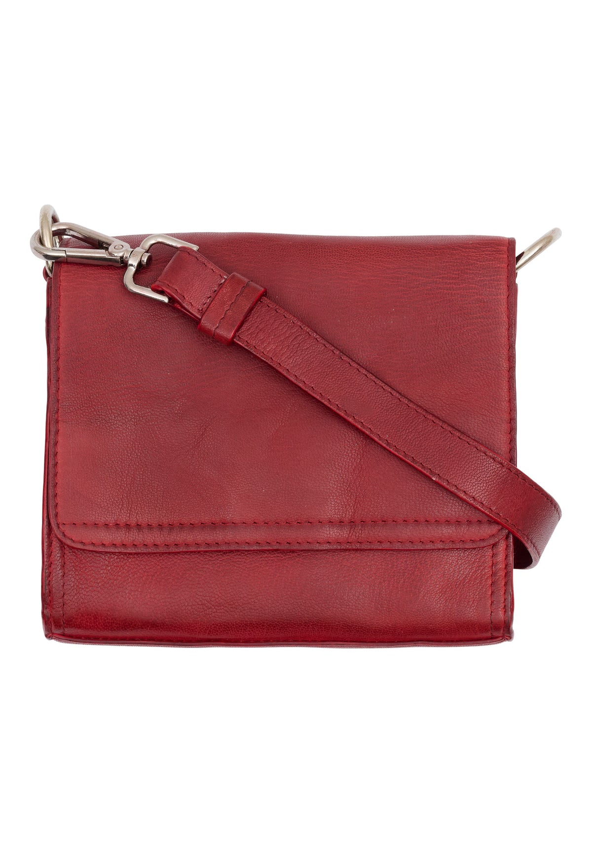 Orchid Mini lædertaske med aftagelig skulderrem Tasker Syrah Red w. silver